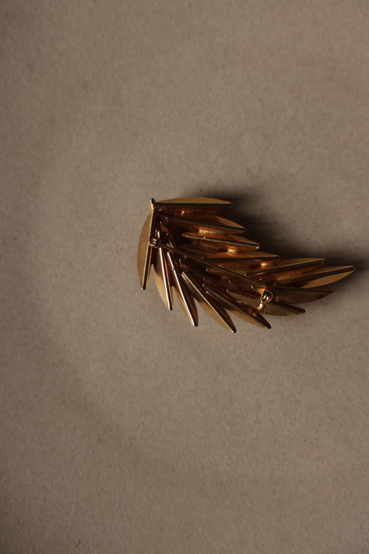 Brushed Gold Tone Leaf Spray Brooch