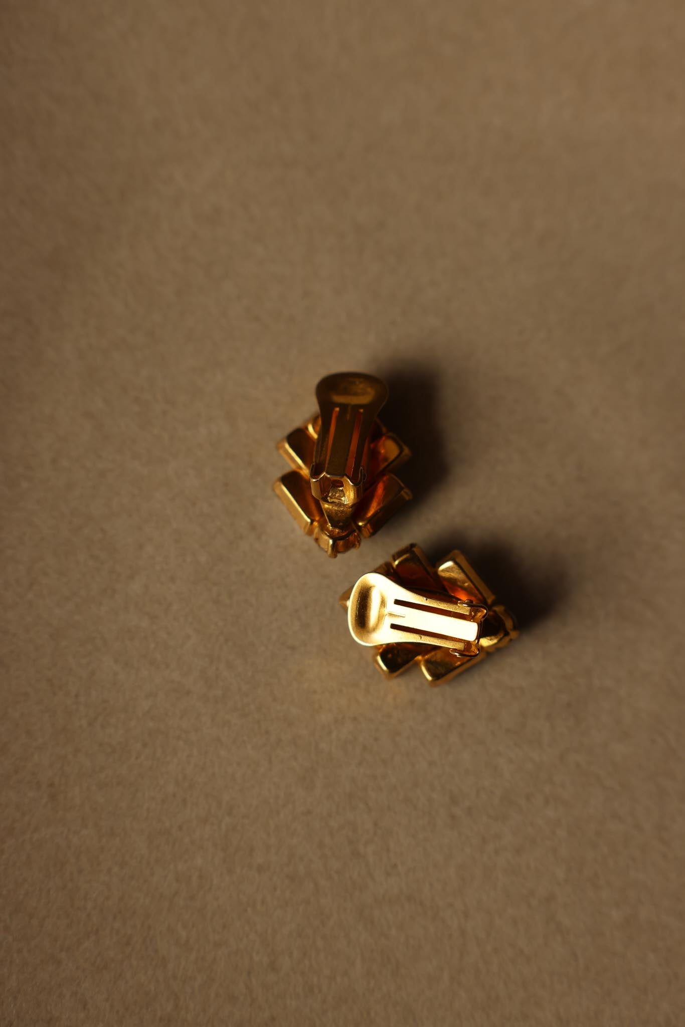 Green and Clear Baguette Clip-On Earrings|Vintage Baazaar