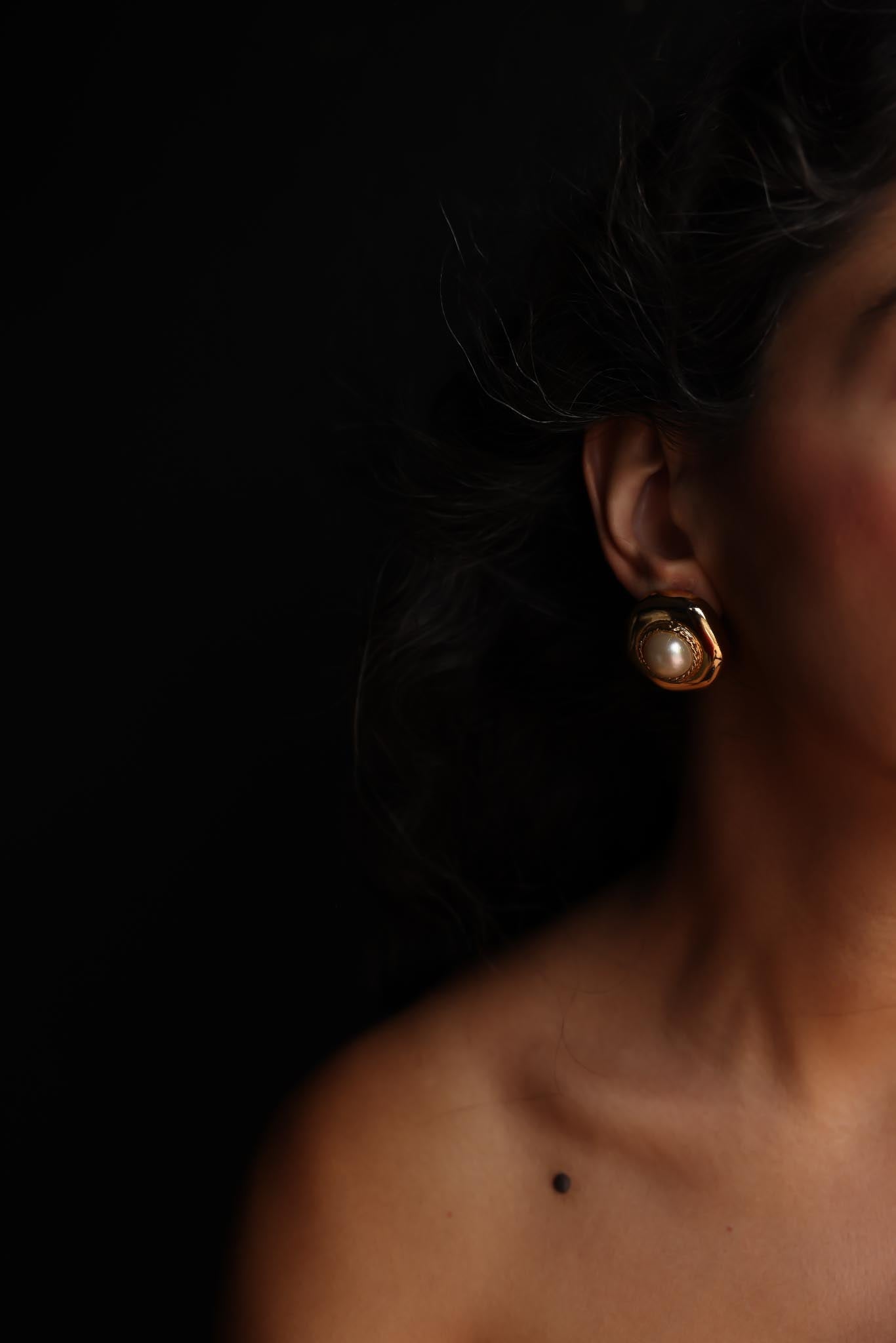 Gold-Tone Clip-On Earrings with Faux Pearls