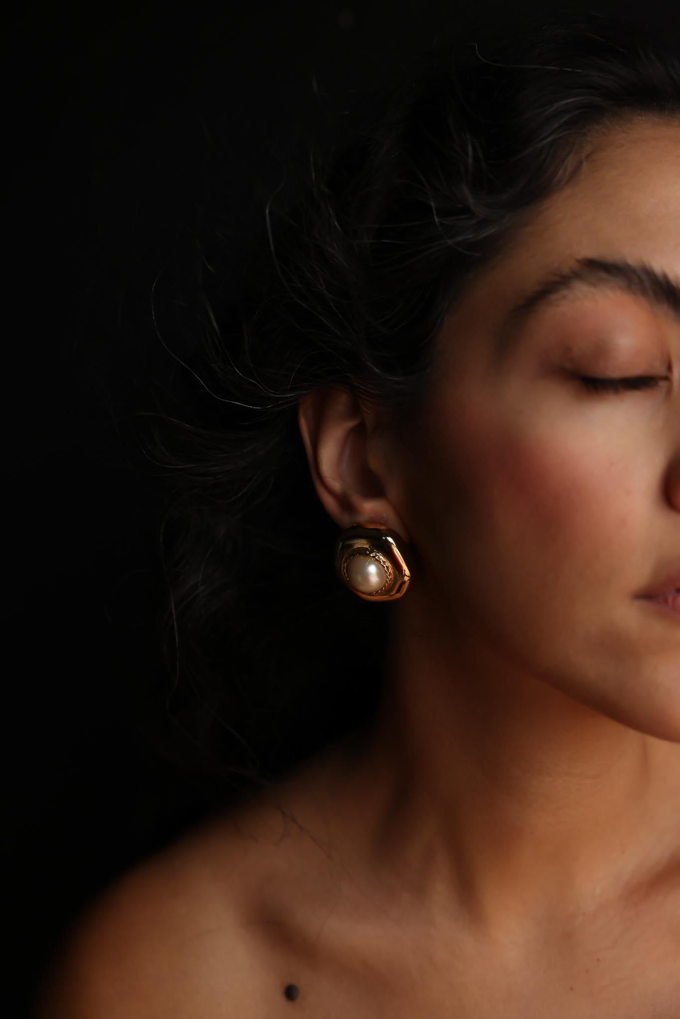 Gold-Tone Clip-On Earrings with Faux Pearls