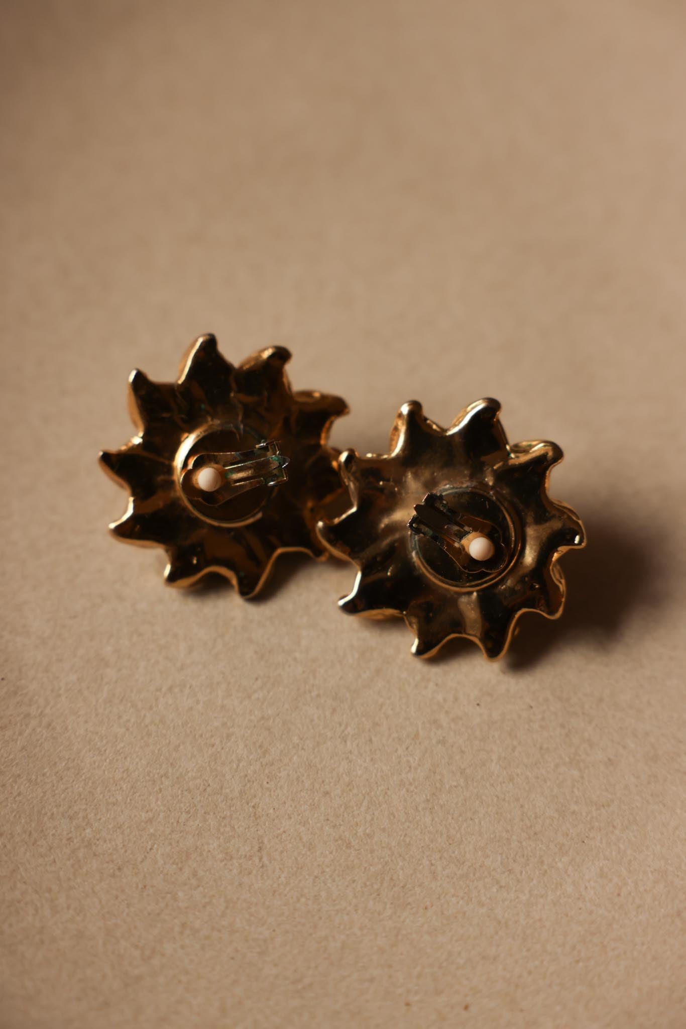 Gold-Tone Sunflower Clip-On Earrings