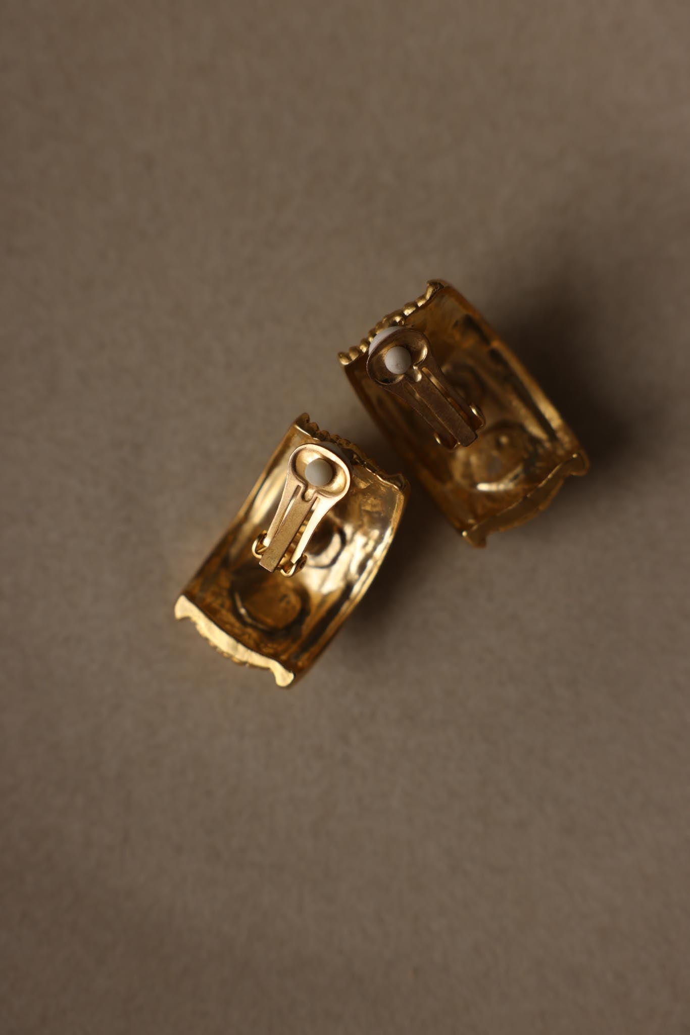 Matte Gold Curved Faux Pearl Statement Clip-On Earrings