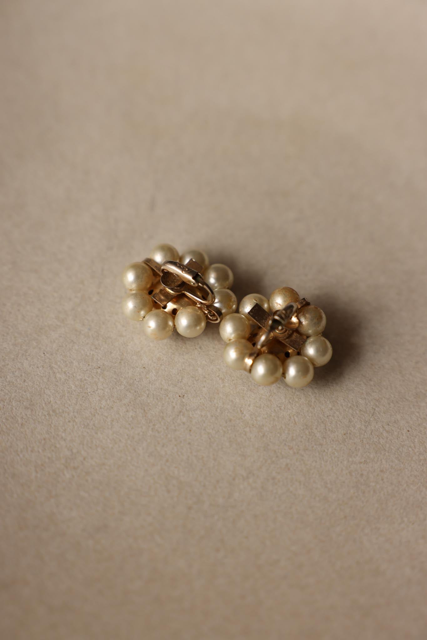 Coro Faux Pearl Cabochon Clip-On Earrings