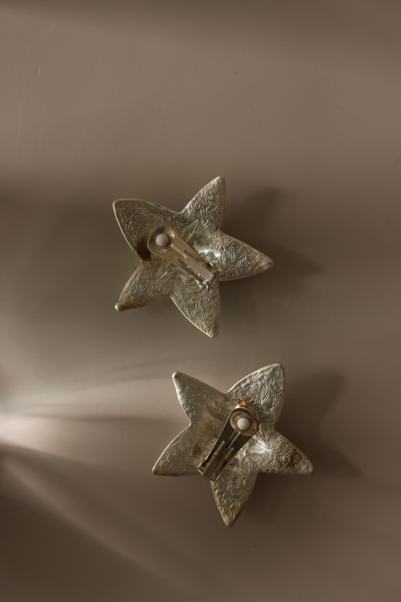Oversized Silver-Tone Star Clip-On Earrings