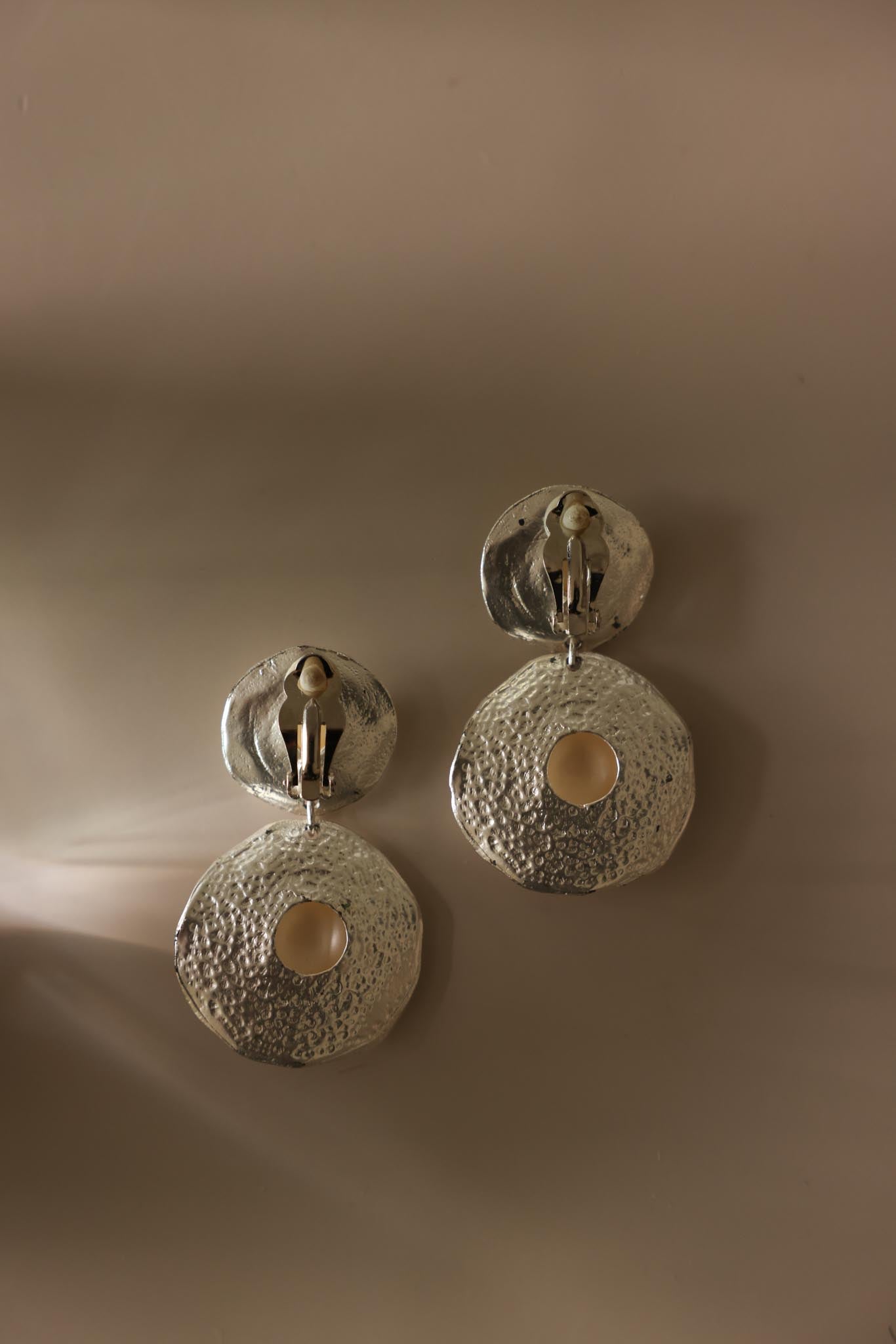 Silver Tone Faux Pearl Statement Clip-On Earrings