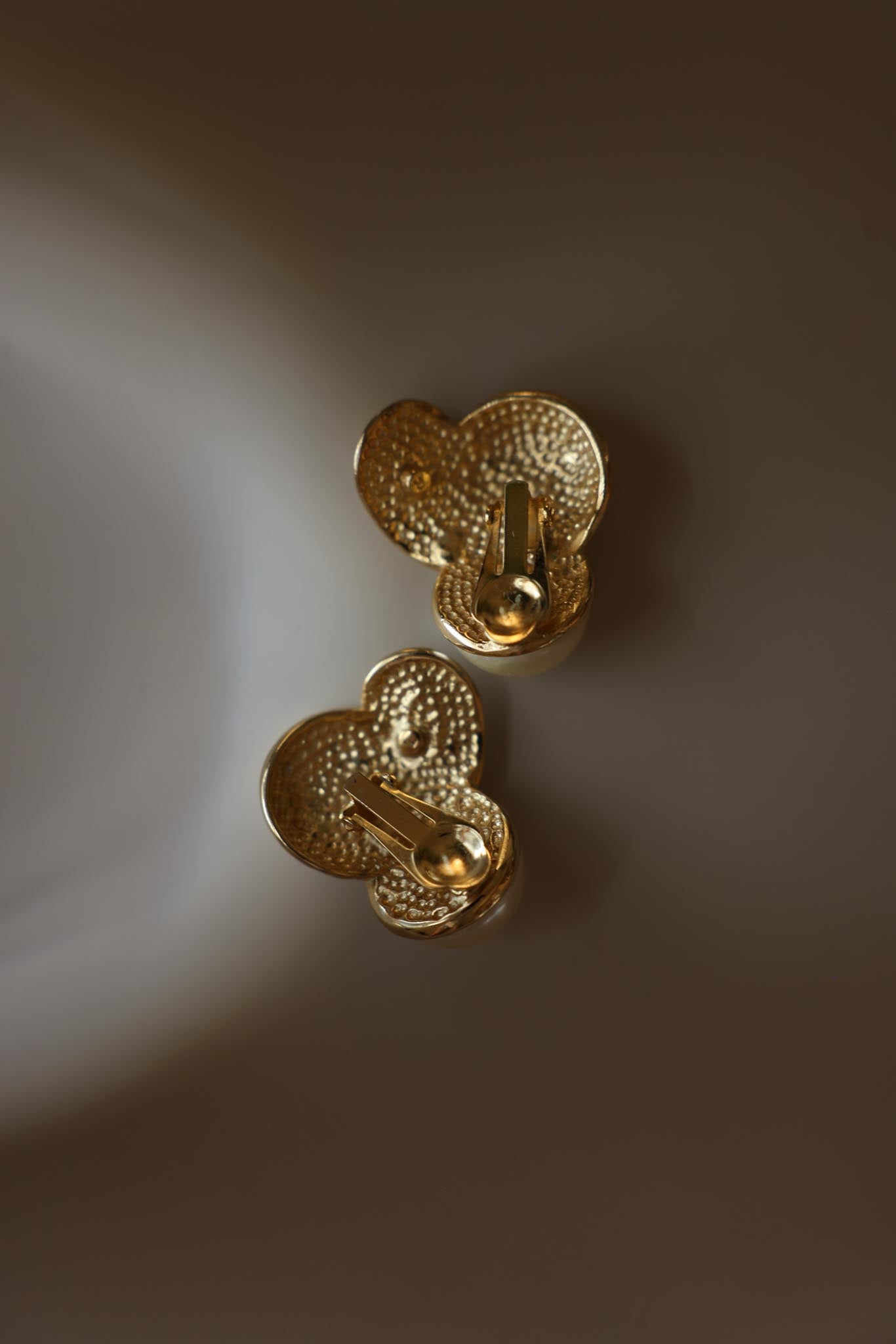 Gold-Tone Faux Pearl Sculptural Clip-On Earrings