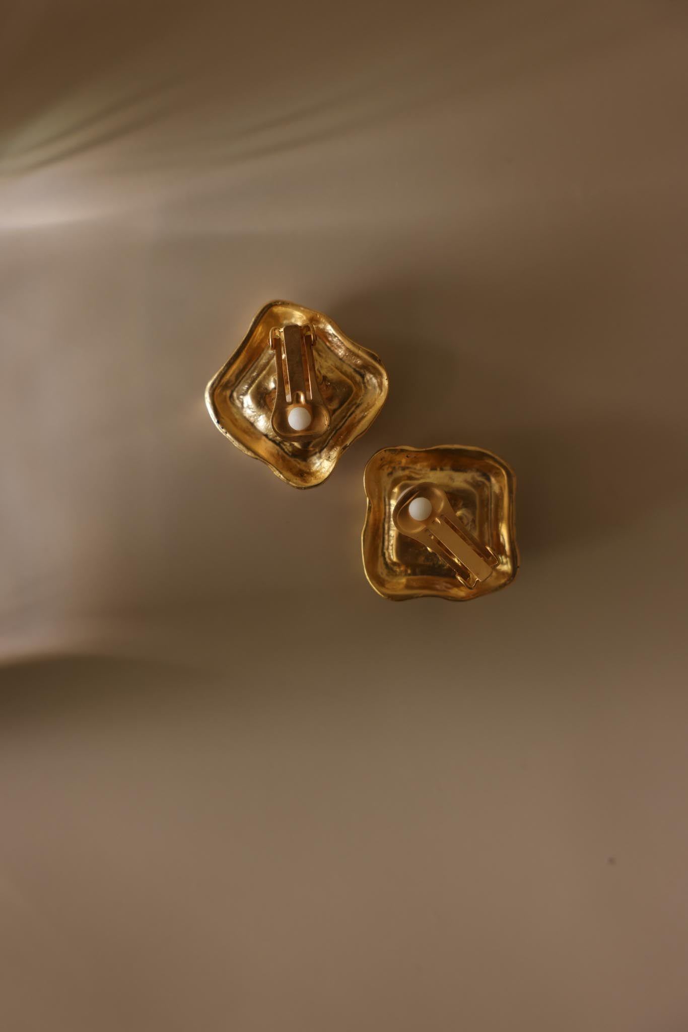 Matte Gold Square Clip-On Earrings|Vintage Baazaar
