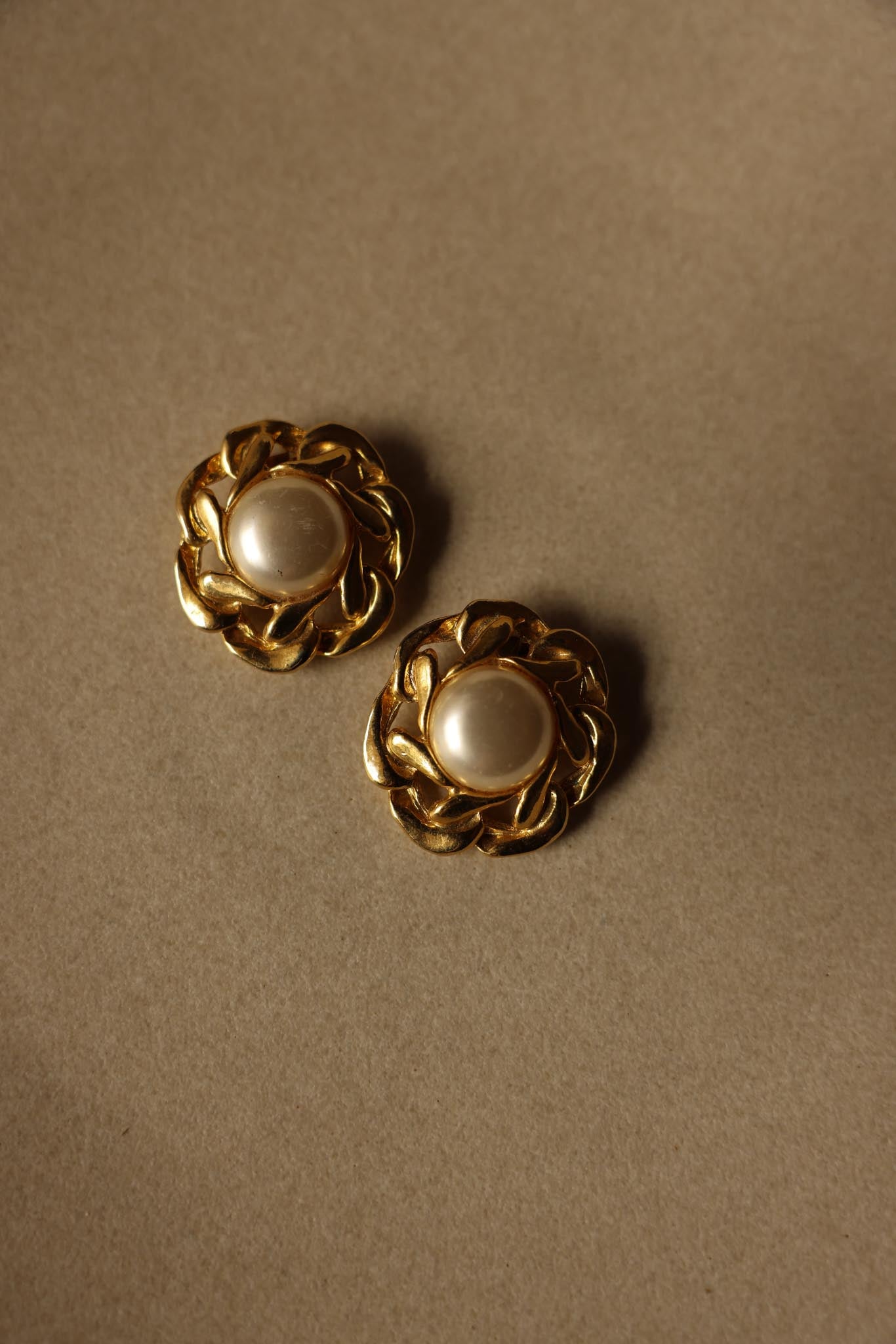 Gold-Tone Faux Pearl Shoe Clips from the 1980s