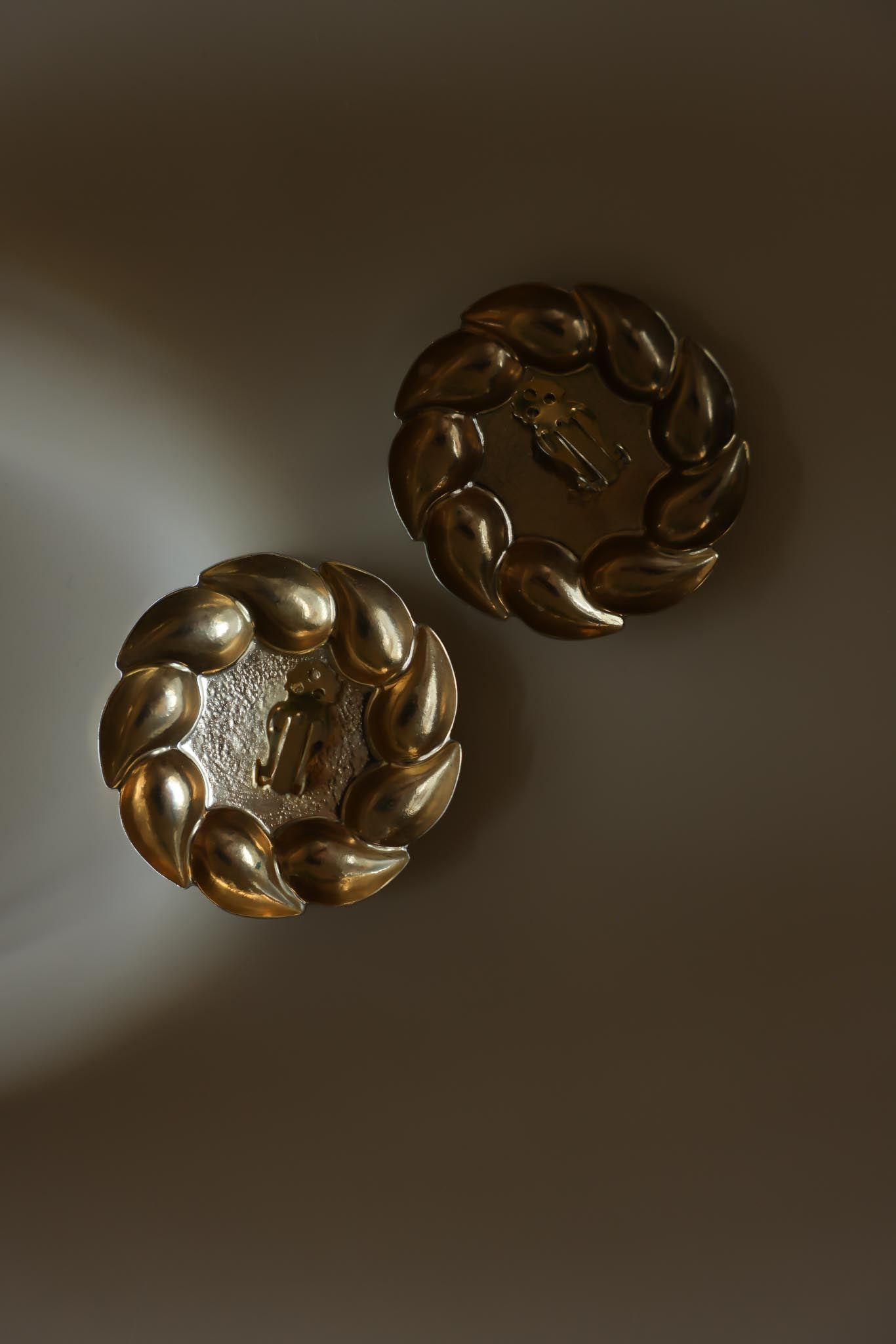 Vintage Oversized Gold Tone Faux Pearl Clip-On Earrings
