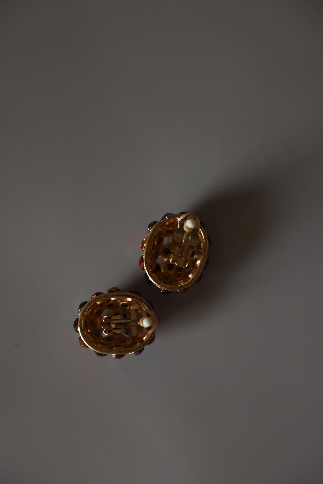 Multicolor Rhinestone Dome Clip-On Earrings