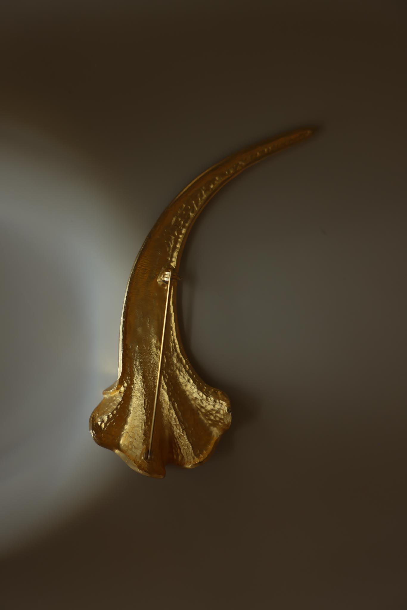 Matte Gold Sculptural Statement Brooch