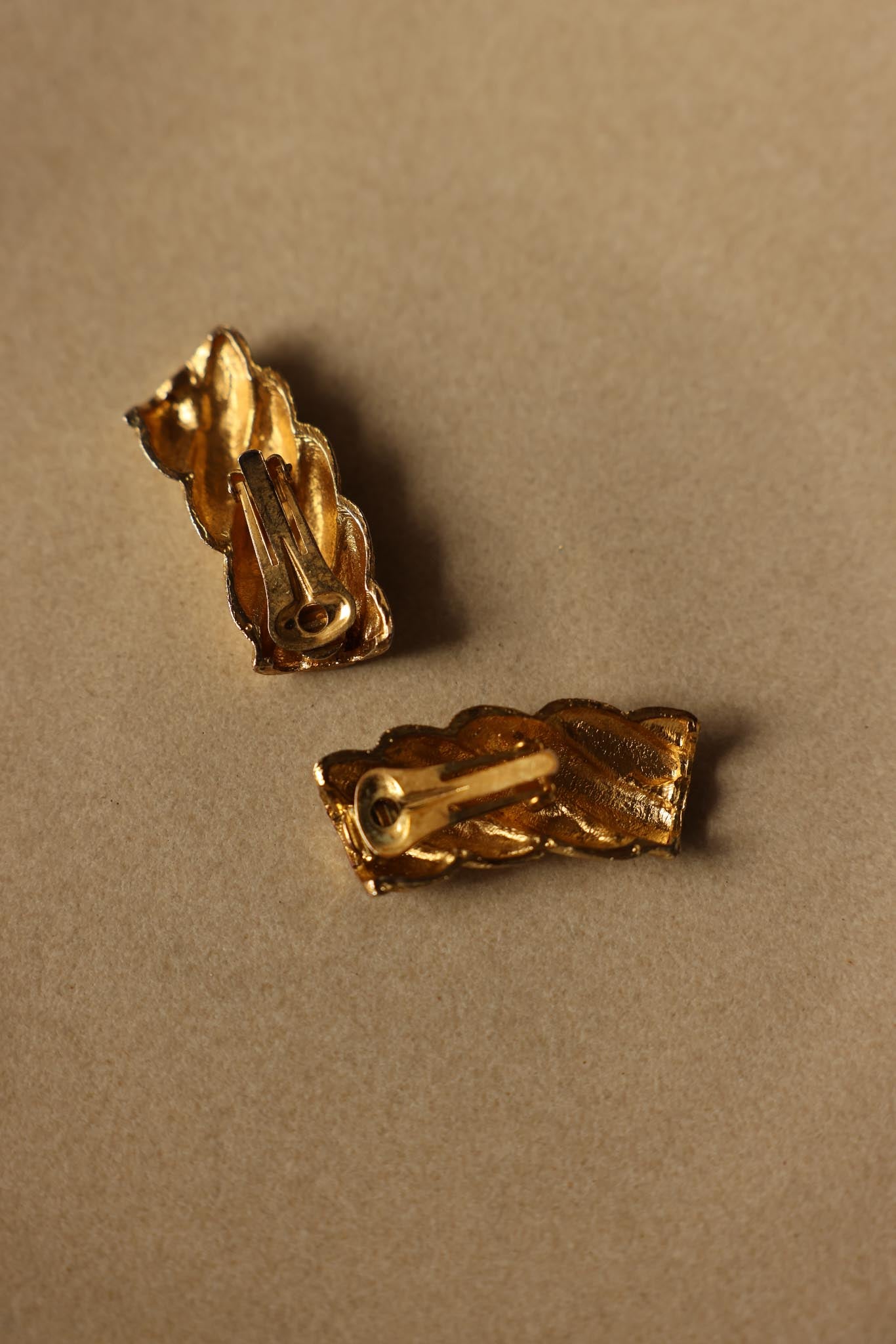 Gold-Tone Twisted Clip-On Earrings|Vintage Baazaar