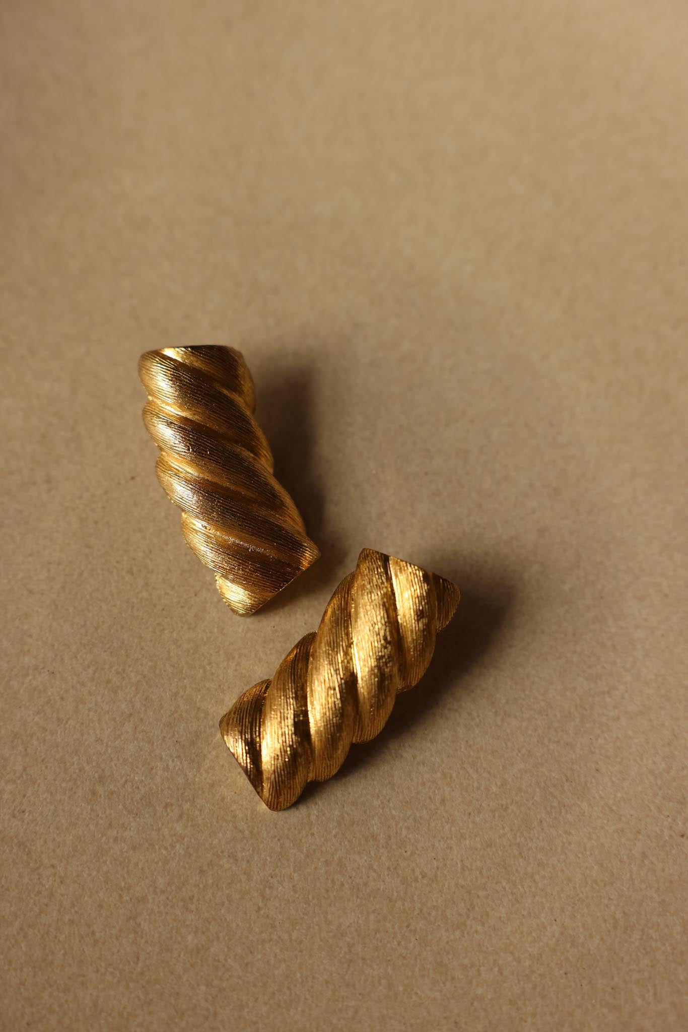Gold-Tone Twisted Clip-On Earrings|Vintage Baazaar