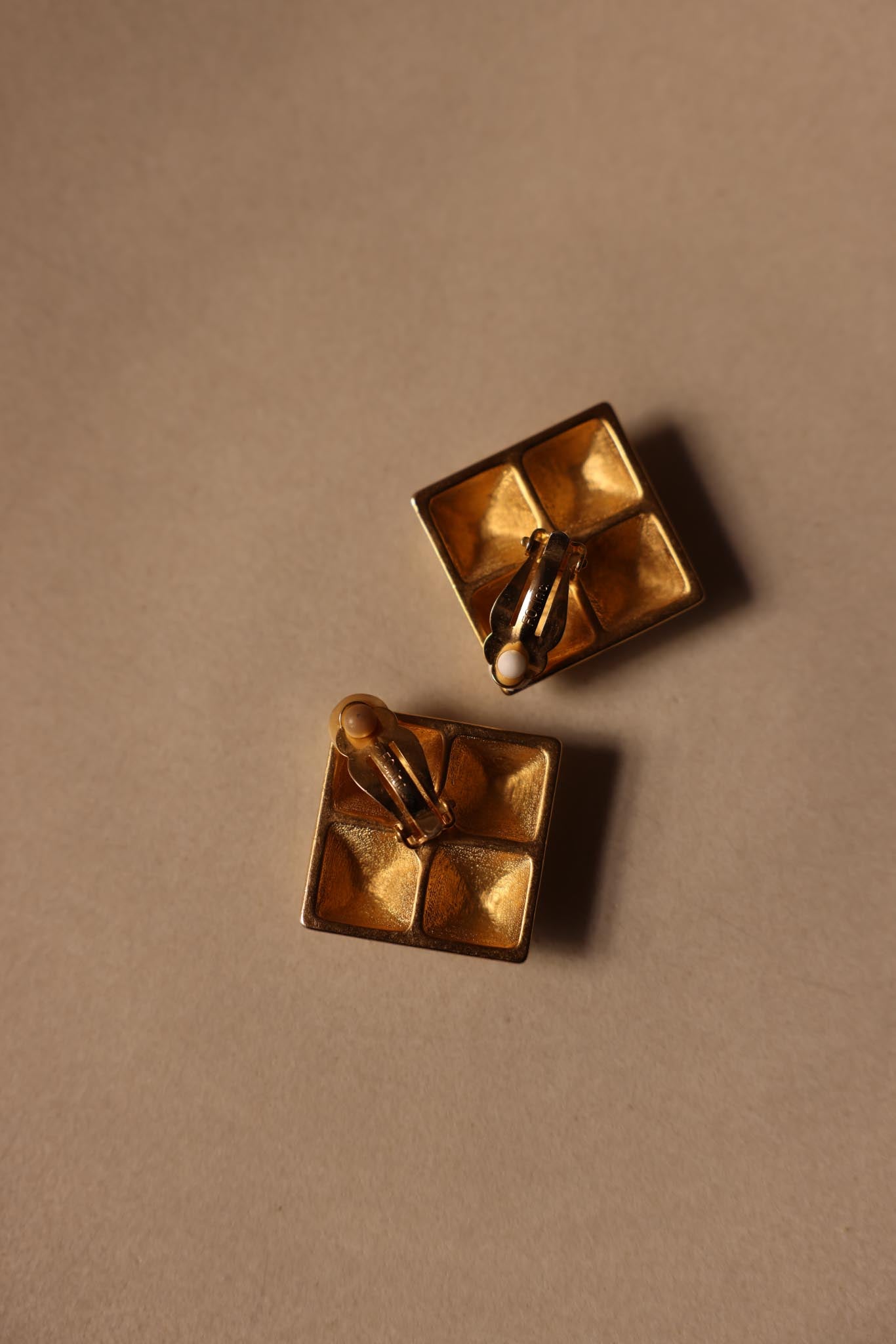 FO Inc Matte Gold Faceted Geometric Clip-On Earrings
