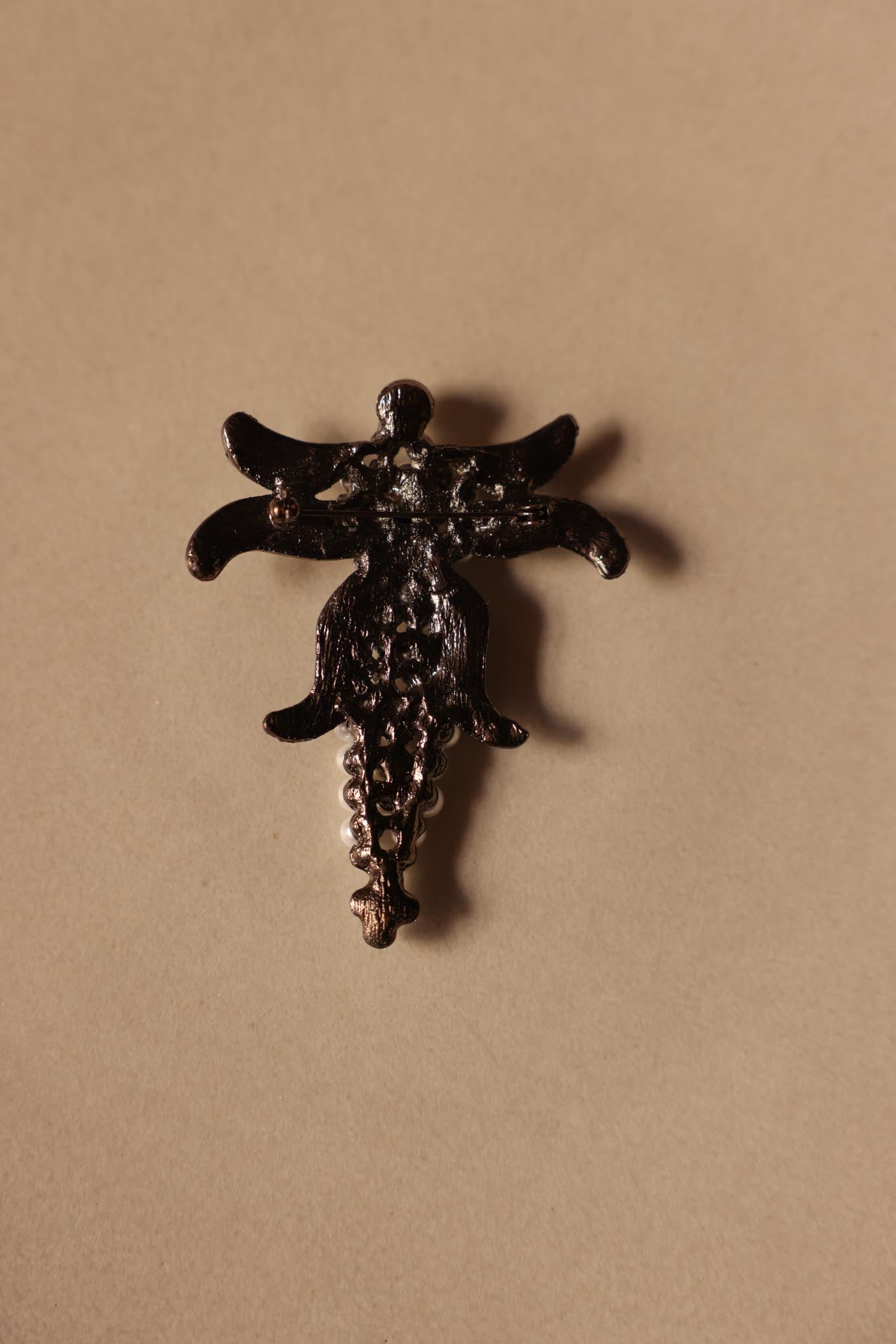 Silver-Tone Angel Faux Pearl & Rhinestone Brooch