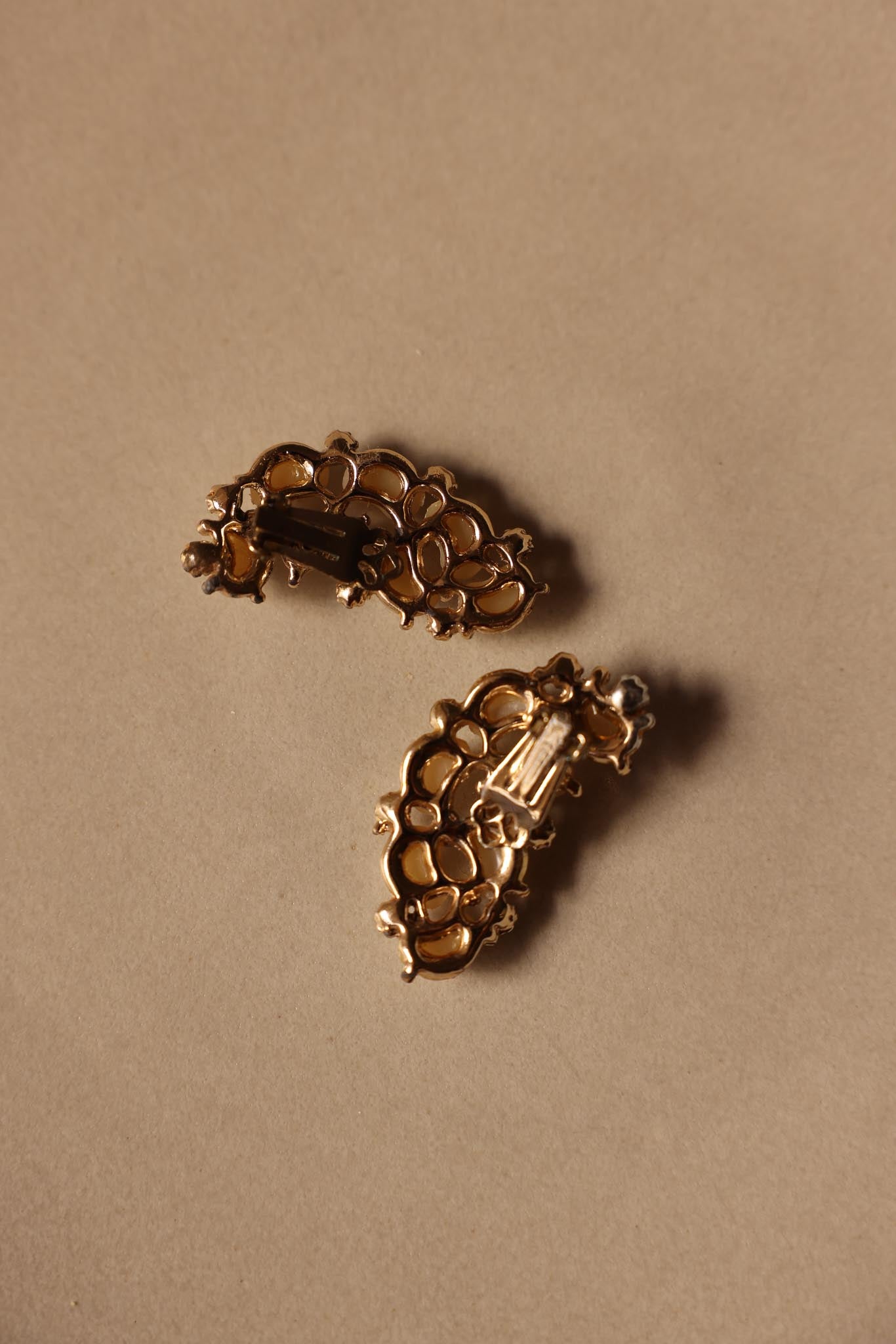 Gold-Tone Pearl & Blue Cluster Clip-On Earrings