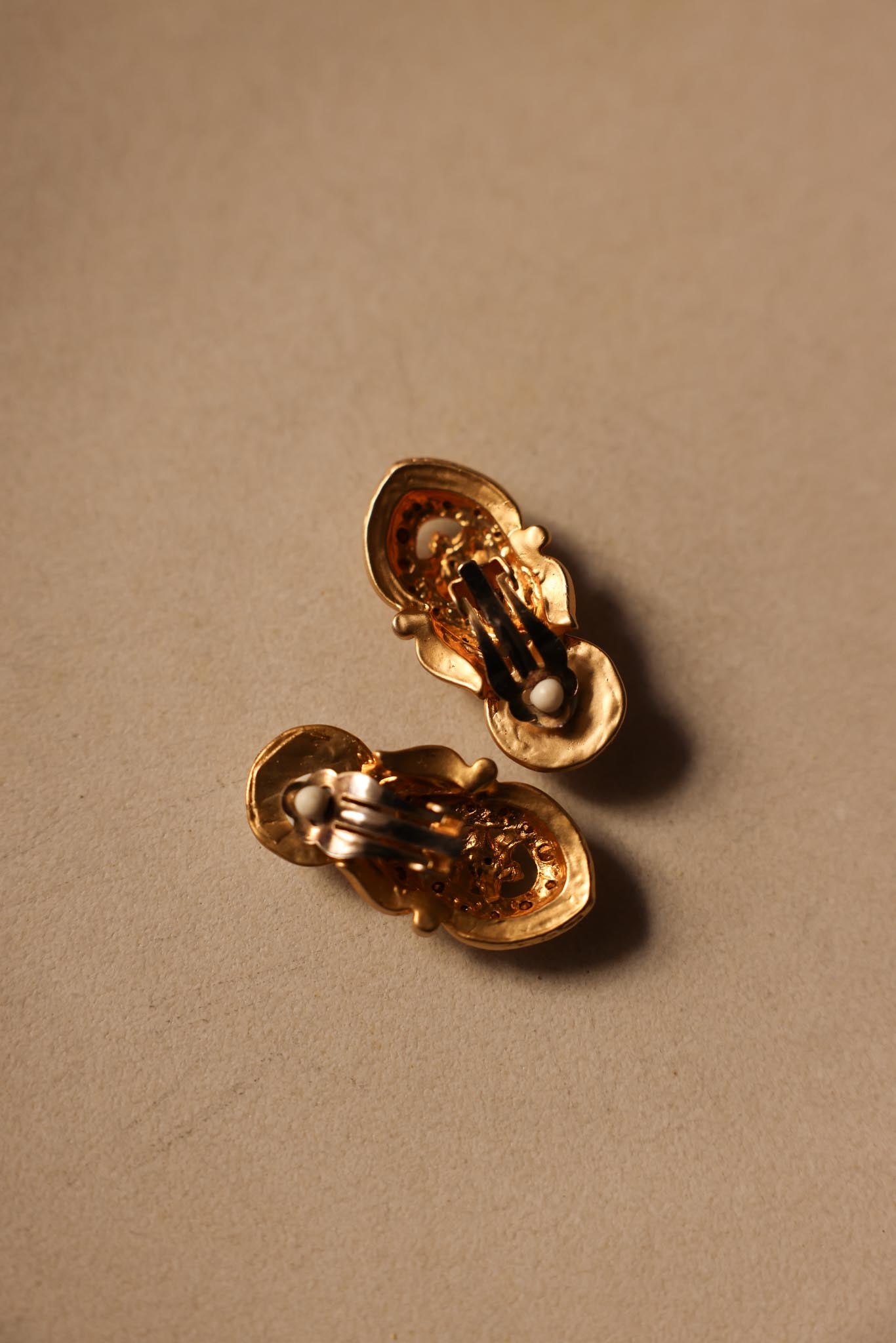Pearl and Rhinestone Gold-Tone Clip-On Earrings