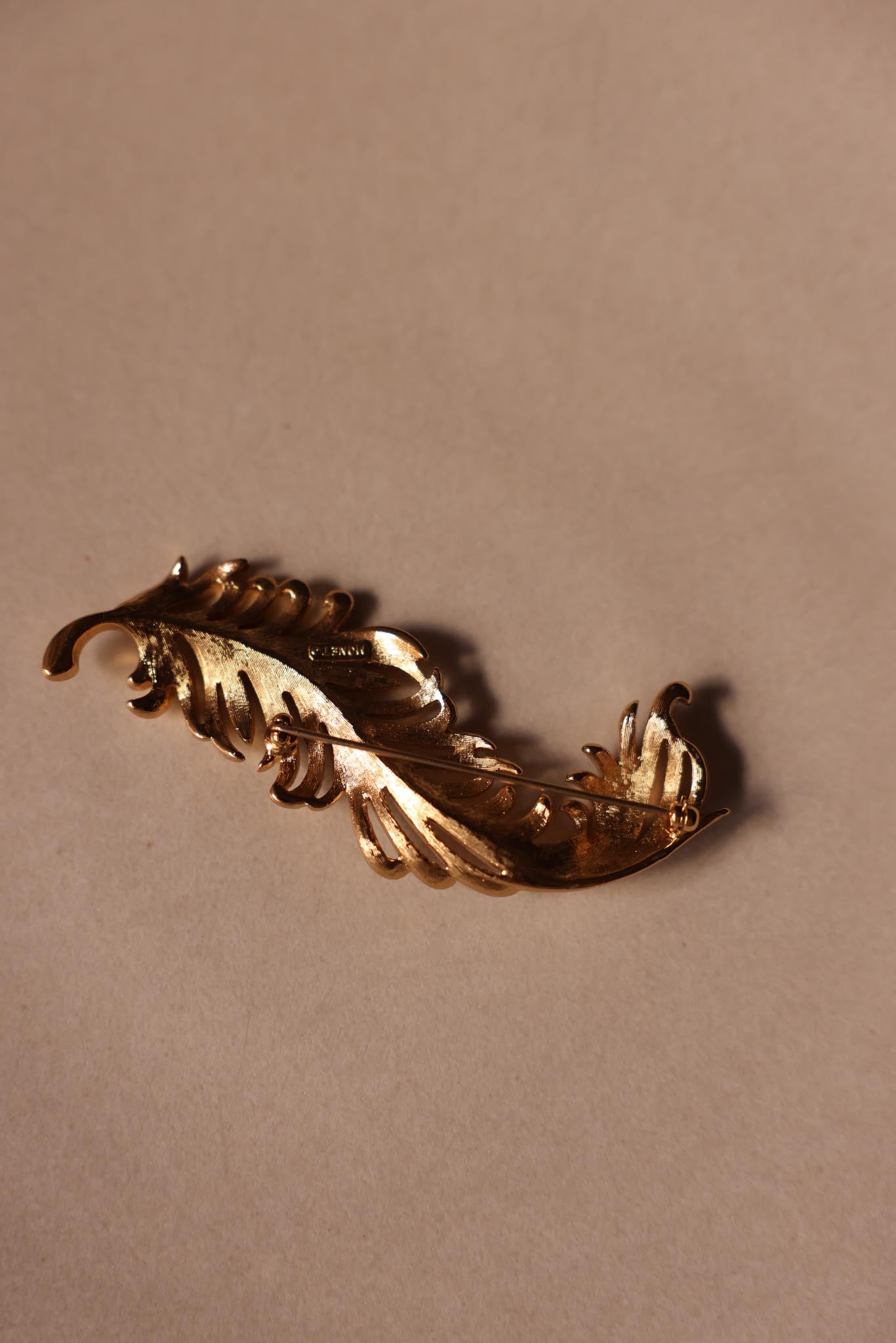 Monet Feather Gold-Tone Brooch
