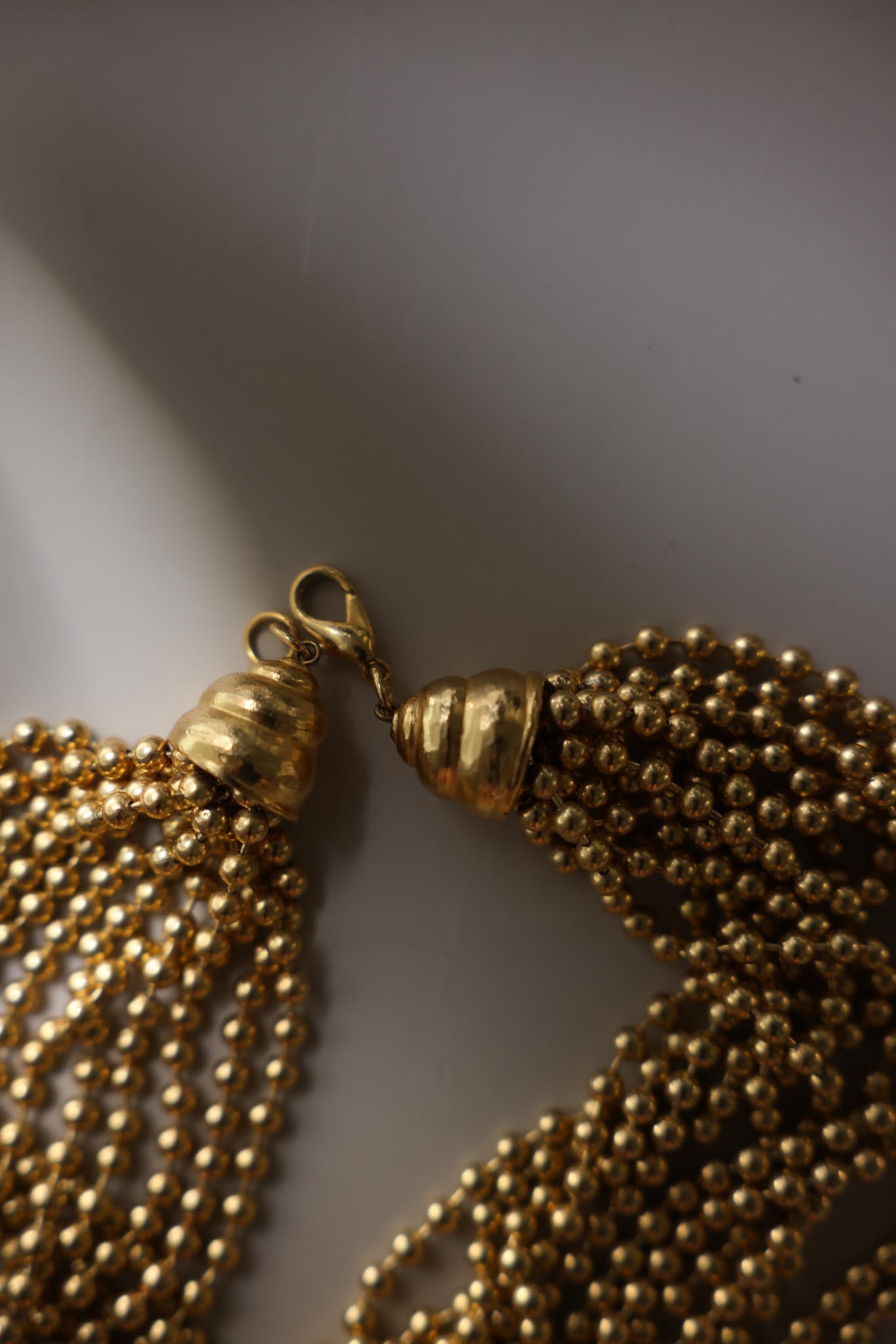 Gold Tone Multi Strand Beaded Statement Necklace
