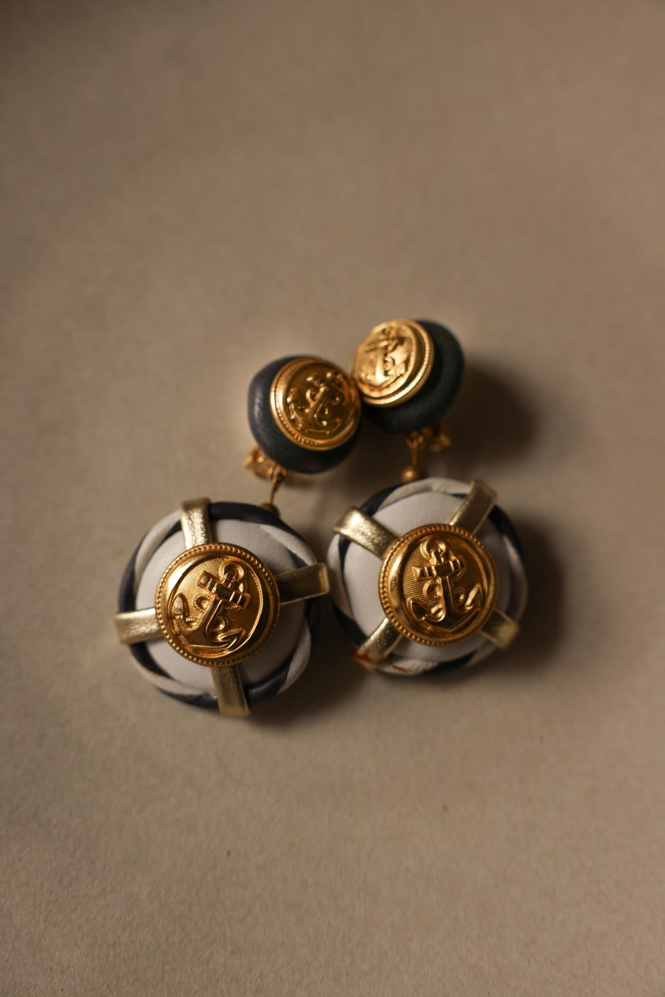 Nautical Anchor Clip-On Earrings with Gold-Tone Accents