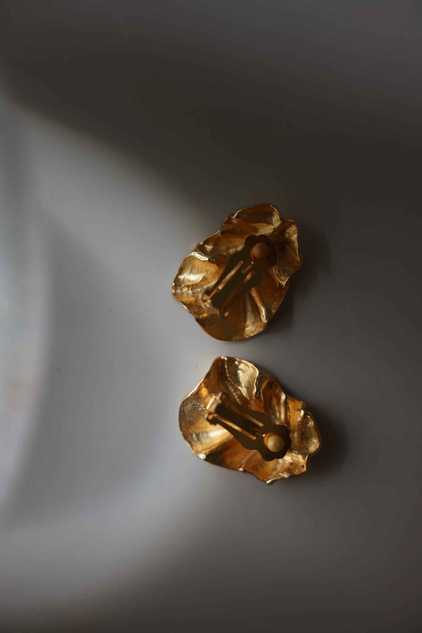 Matte Gold Sculpted Fold Clip-On Earrings