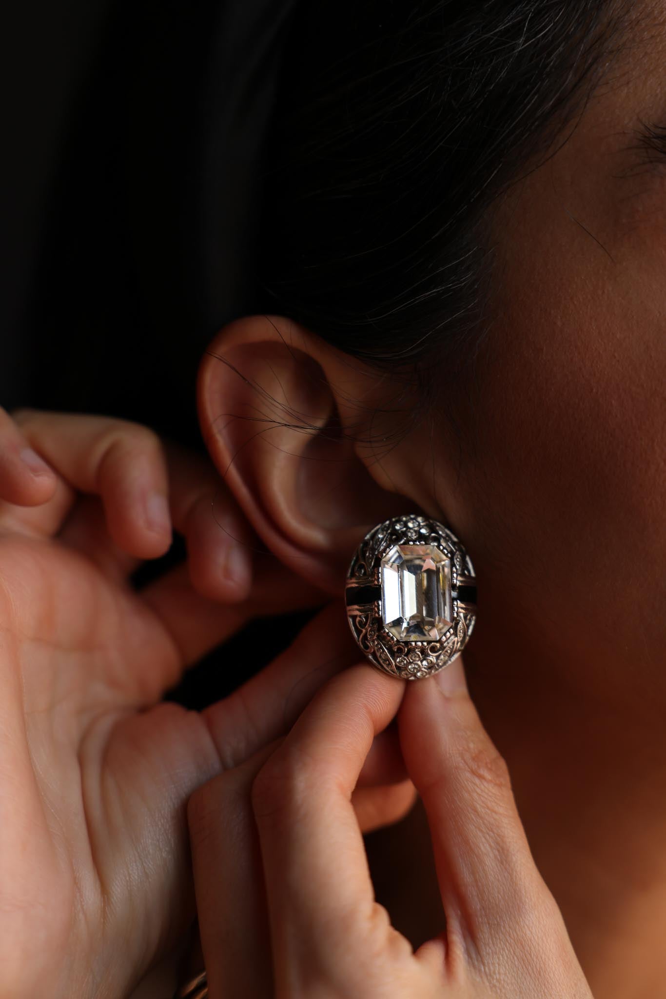 Givenchy Crystal Clip-On Earrings|Vintage Baazaar