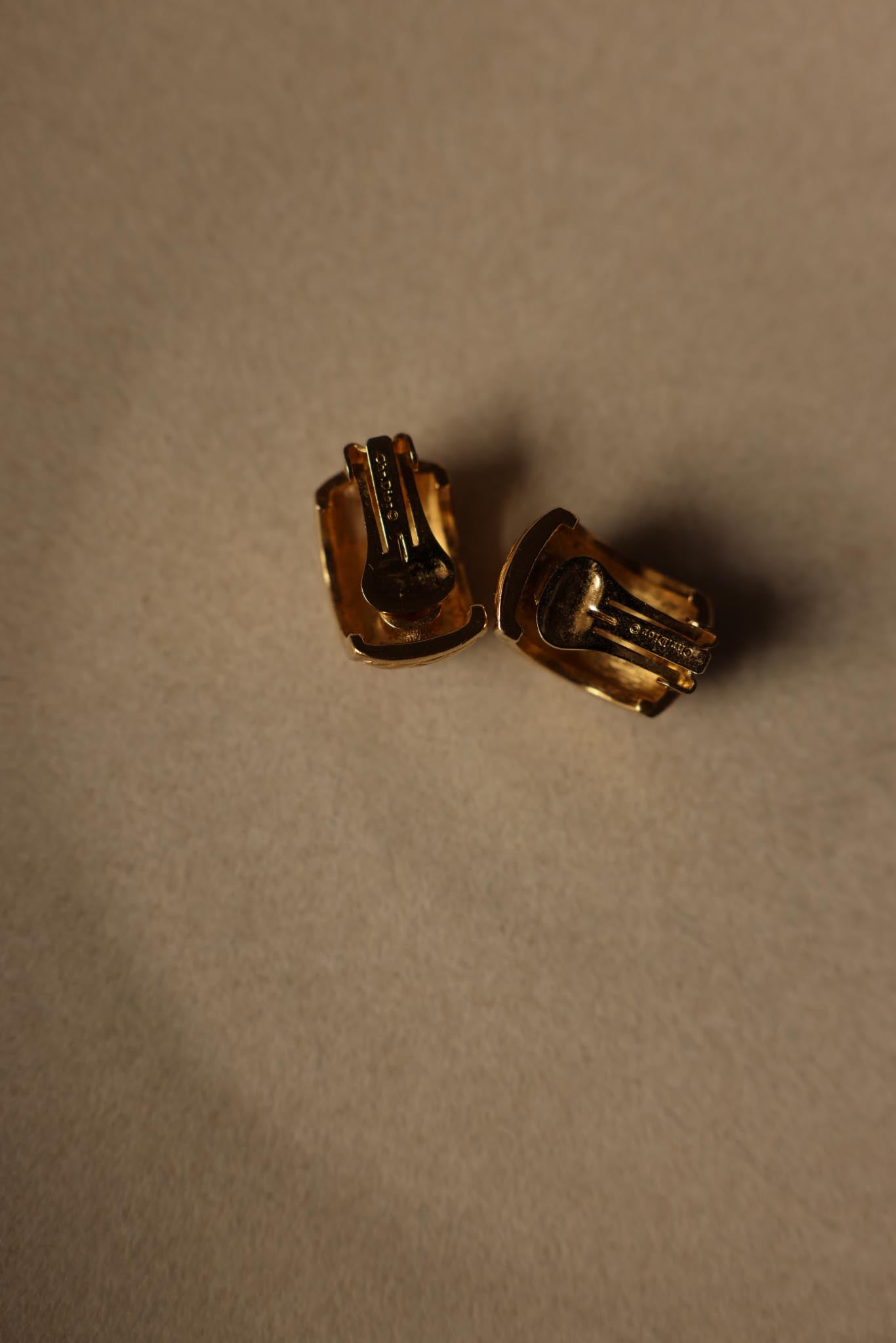 Christian Dior Gold-Plated Clip-On Earrings with Orange Cabochons|Vintage Baazaar