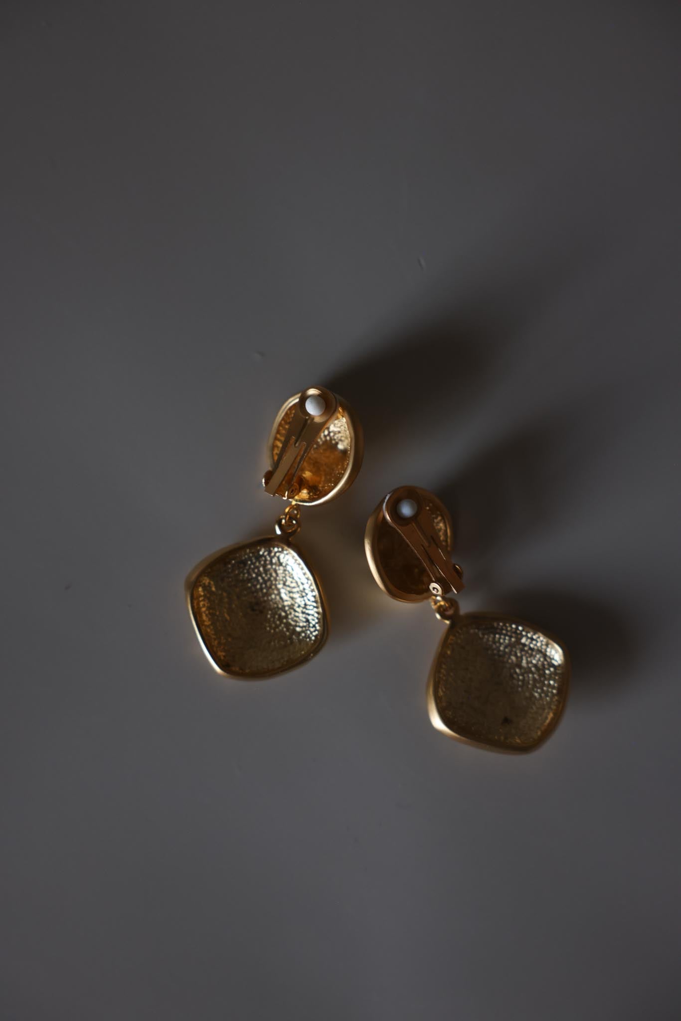 Matte Gold Geometric Dangle Clip-On Earrings