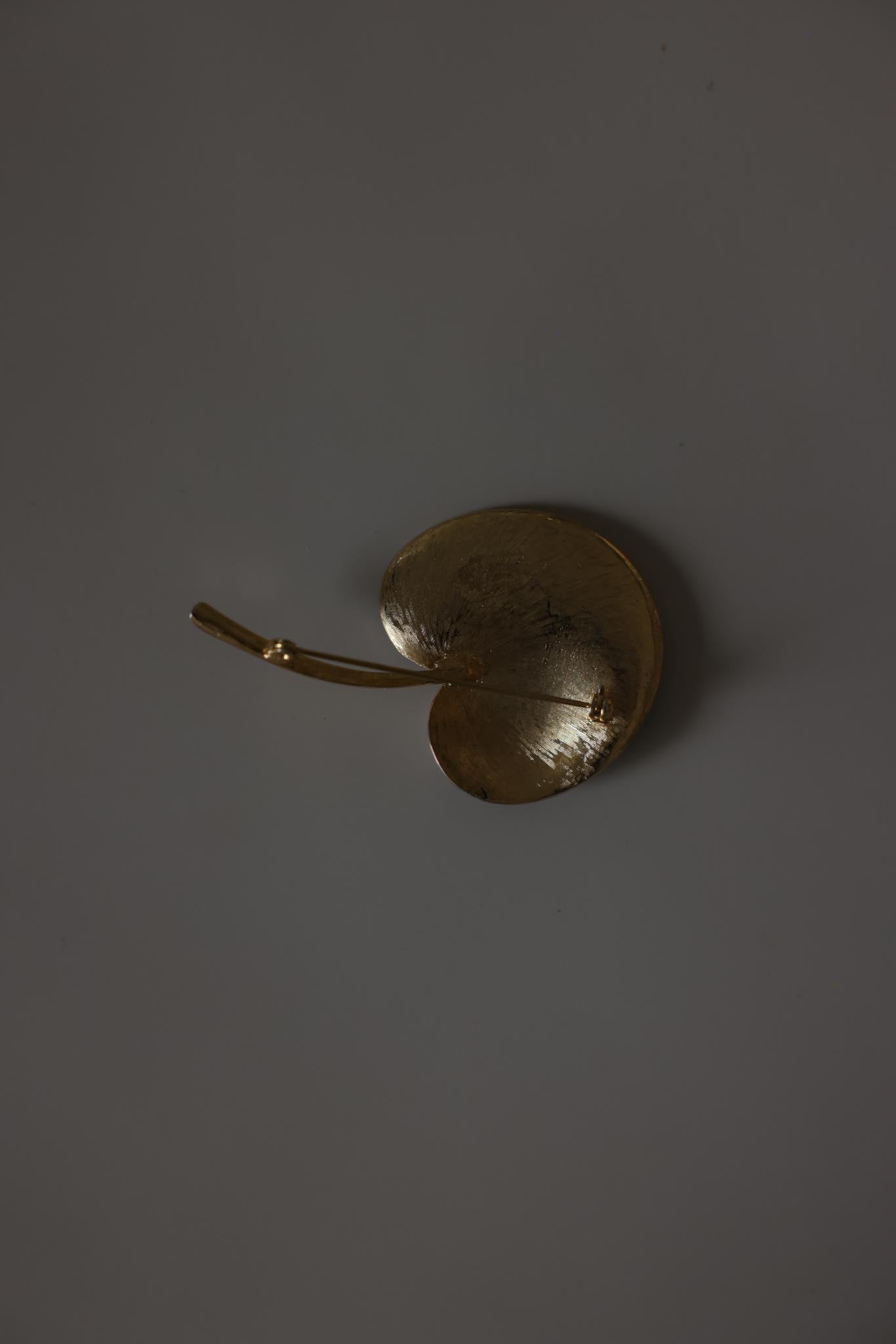 Vintage Brushed Gold Lily Pad Brooch