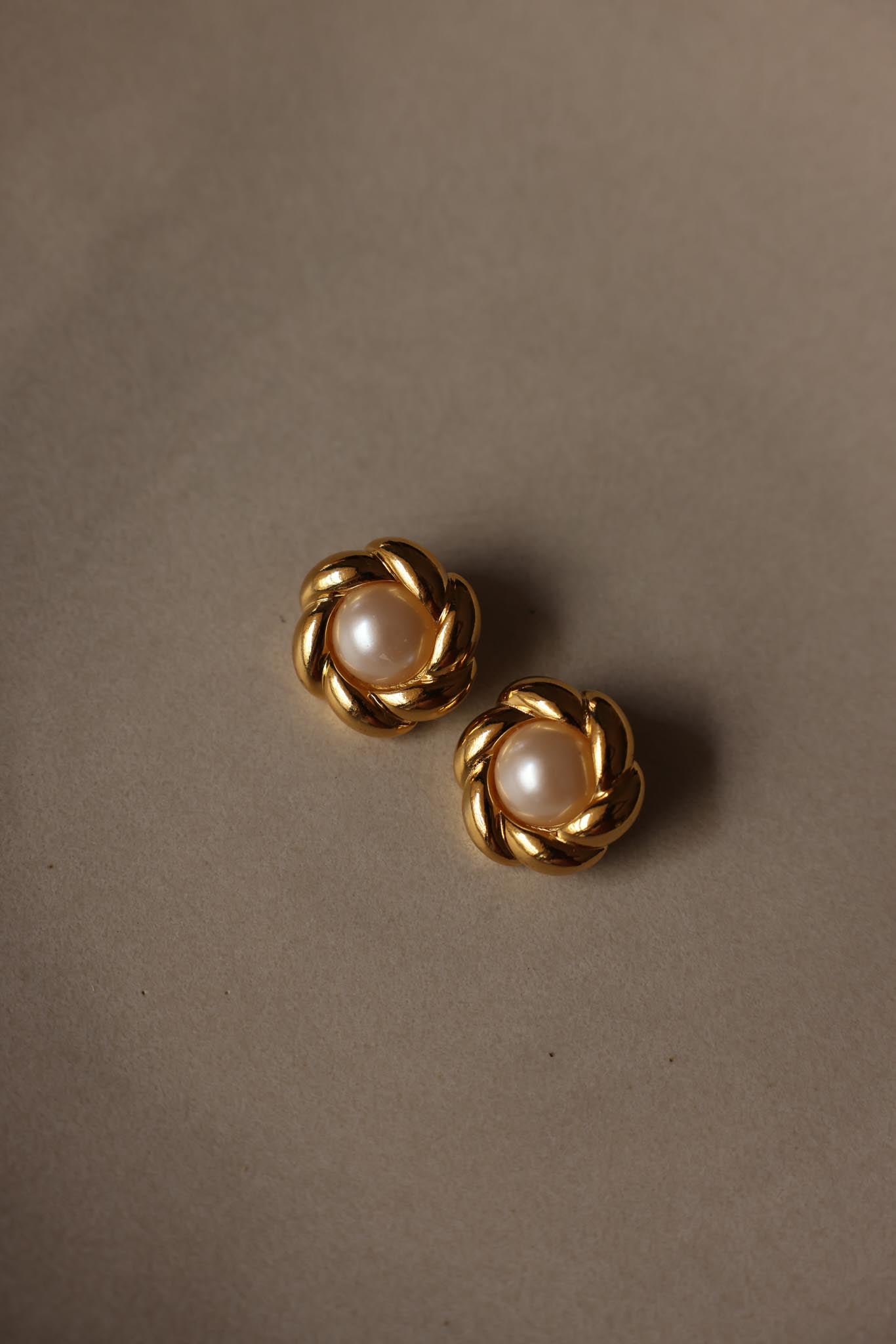 Gold-Tone Knot Pearl Clip-On Earrings