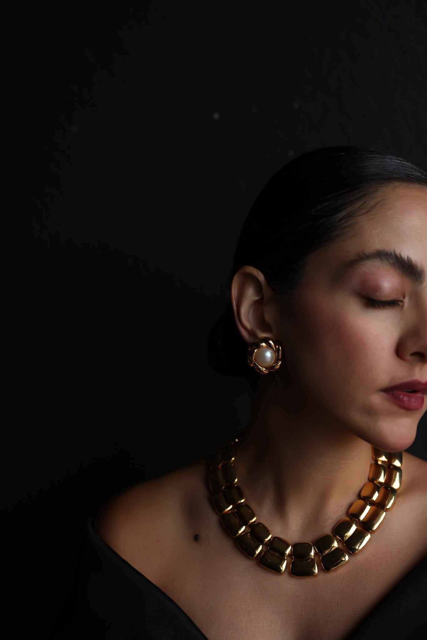 Gold-Tone Knot Pearl Clip-On Earrings