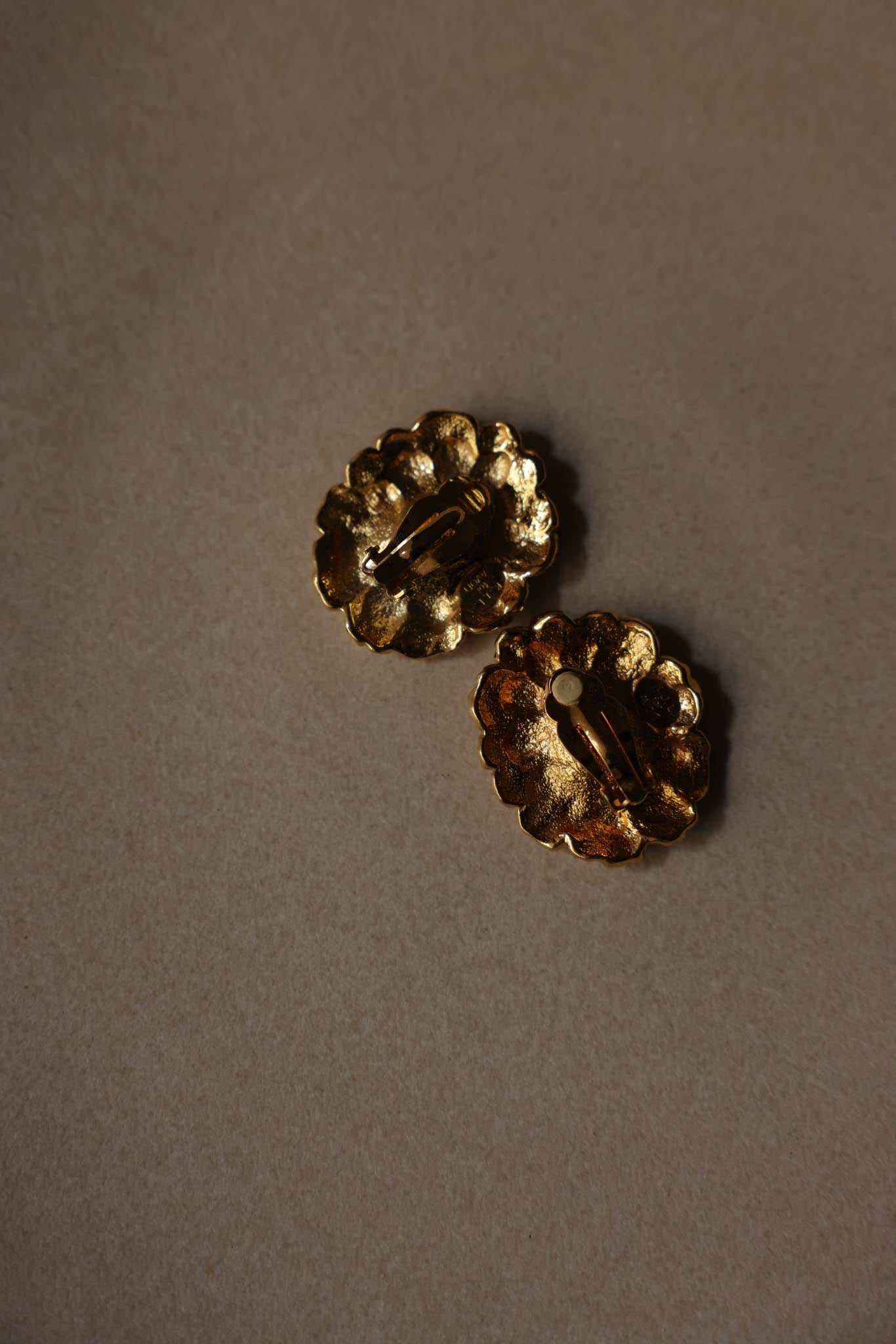 KJL for Avon 1991 18K Gold-Plated Clip-On Earrings - Book Piece|Vintage Baazaar