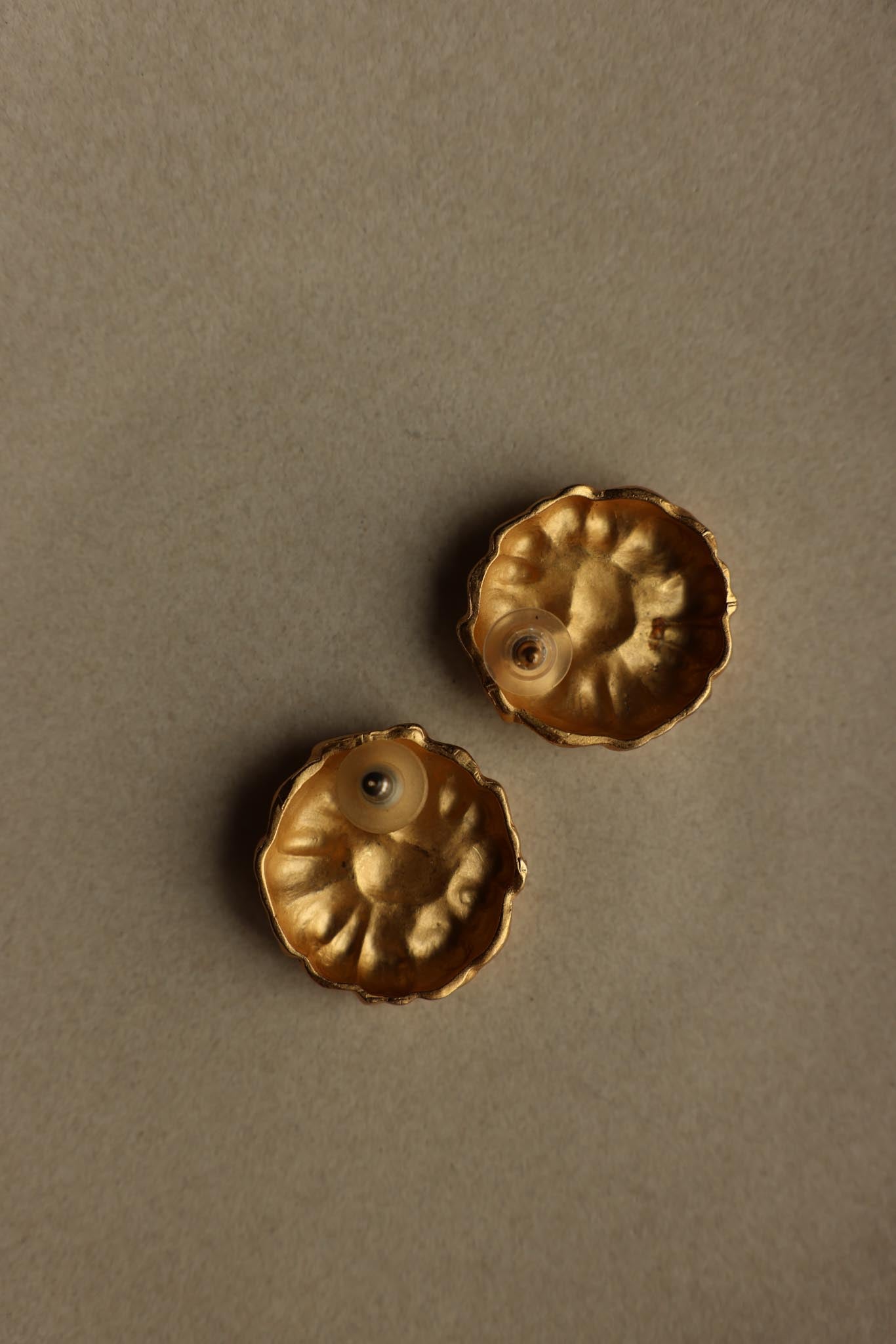Anne Klein Matte Gold Floral Dome Converted Pierced Earrings