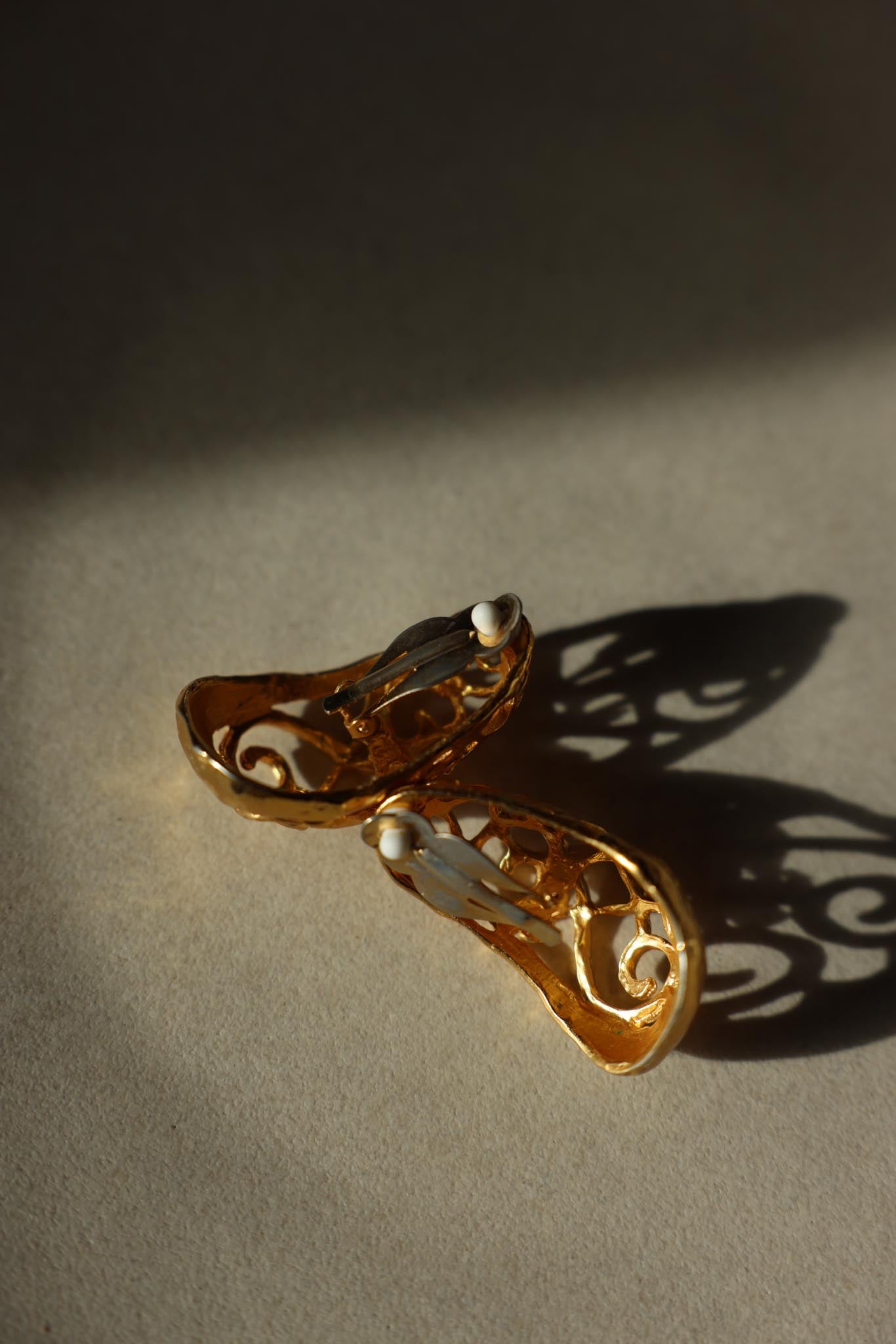 Gold Tone Openwork Statement Clip-On Earrings