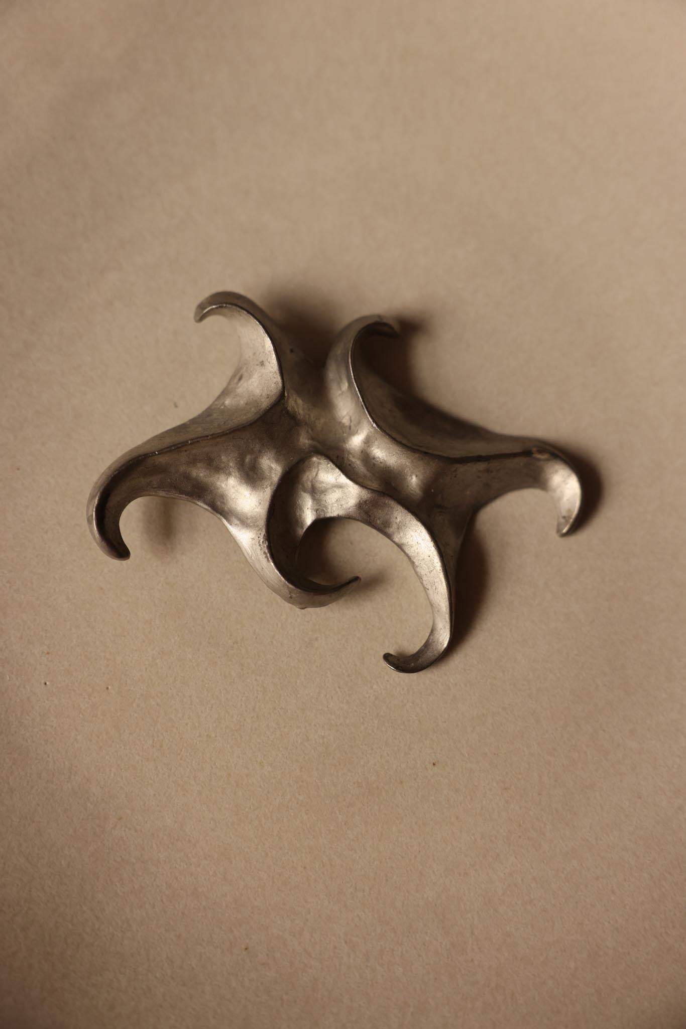 Abstract Silver-Tone Brooch