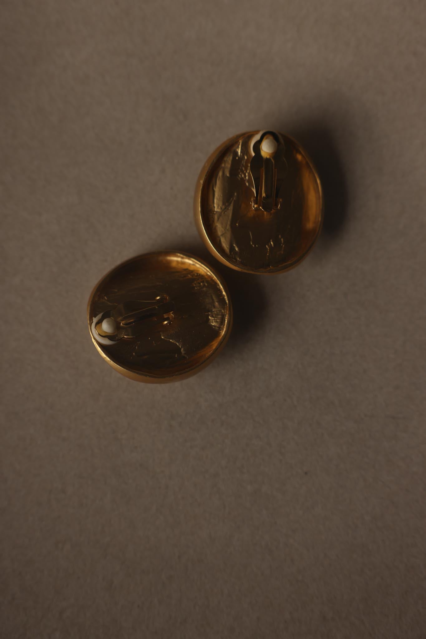 Chunky Gold Tone Faux Pearl Clip-On Earrings