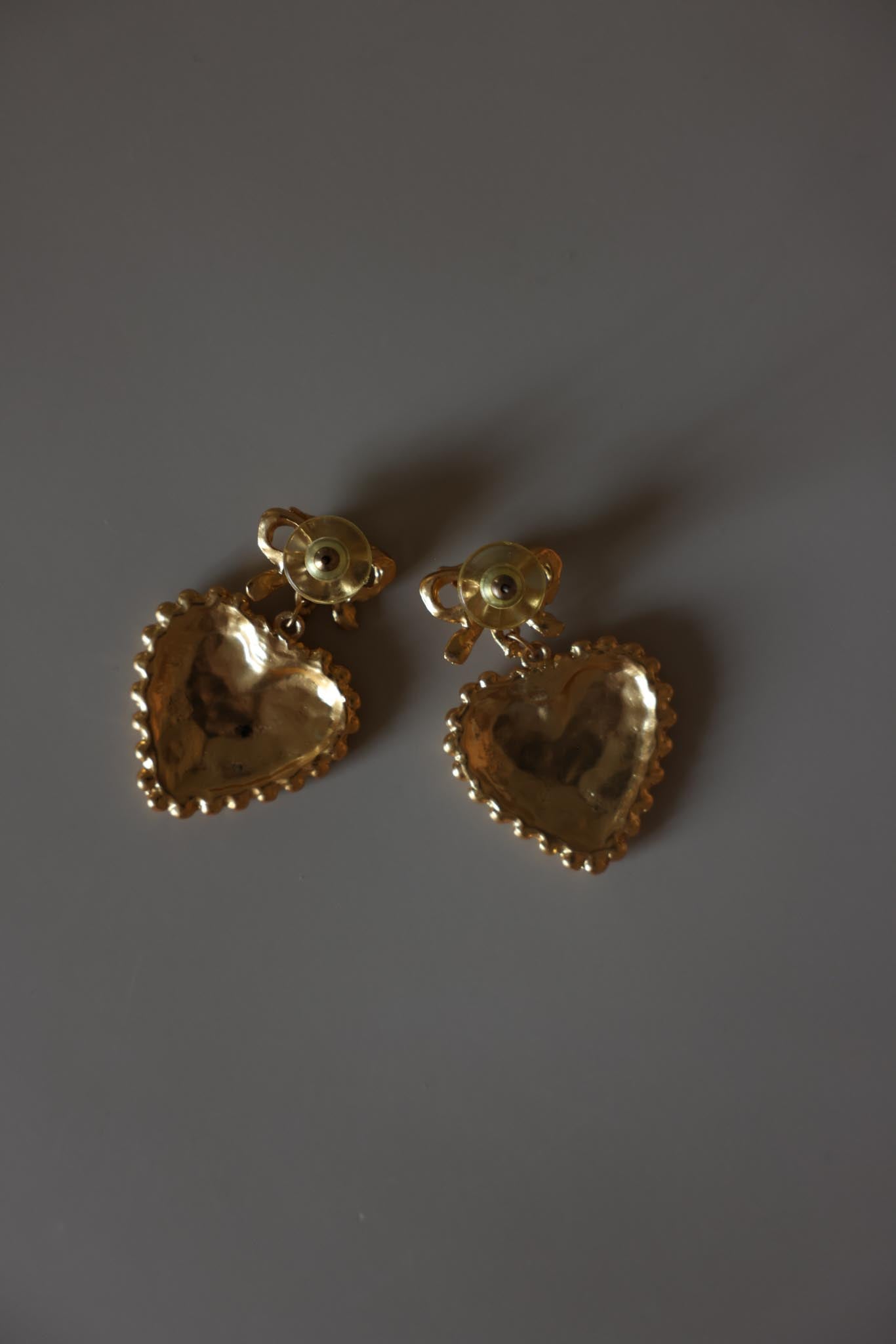 Bow Heart Drop Pierced Earrings