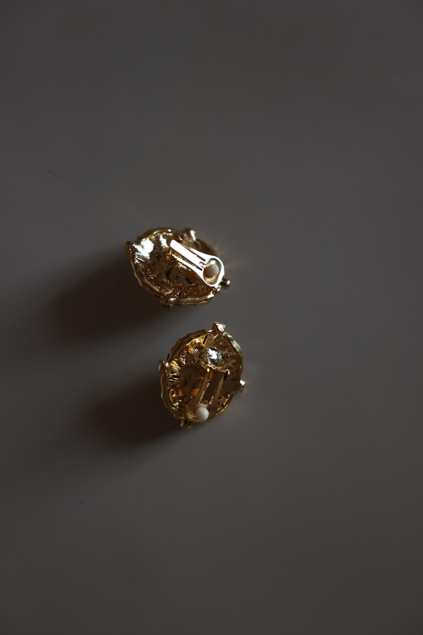 Faux Pearl Rhinestone Oval Clip-On Earrings