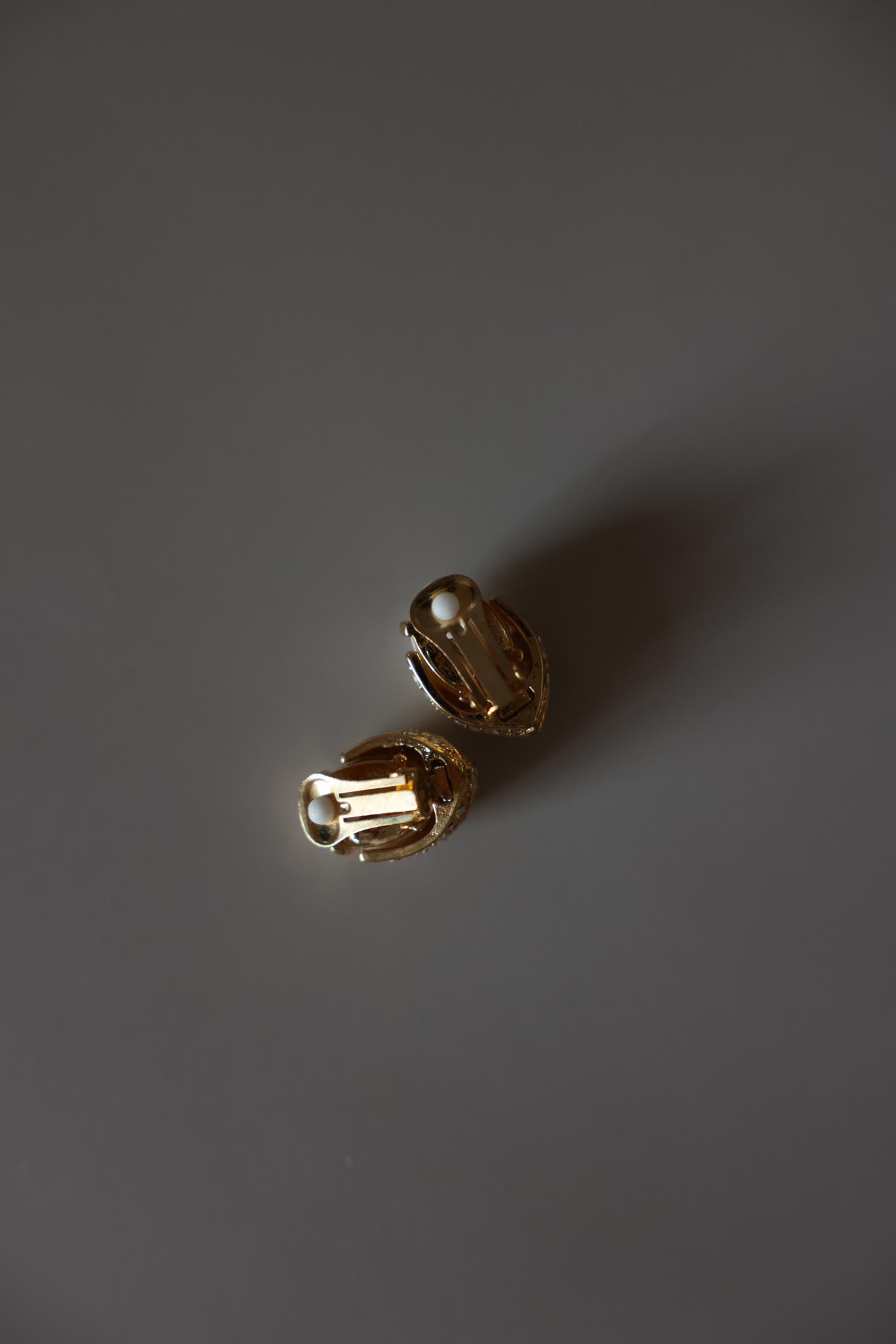 Gold Tone Faux Pearl Rhinestone Clip-On Earrings