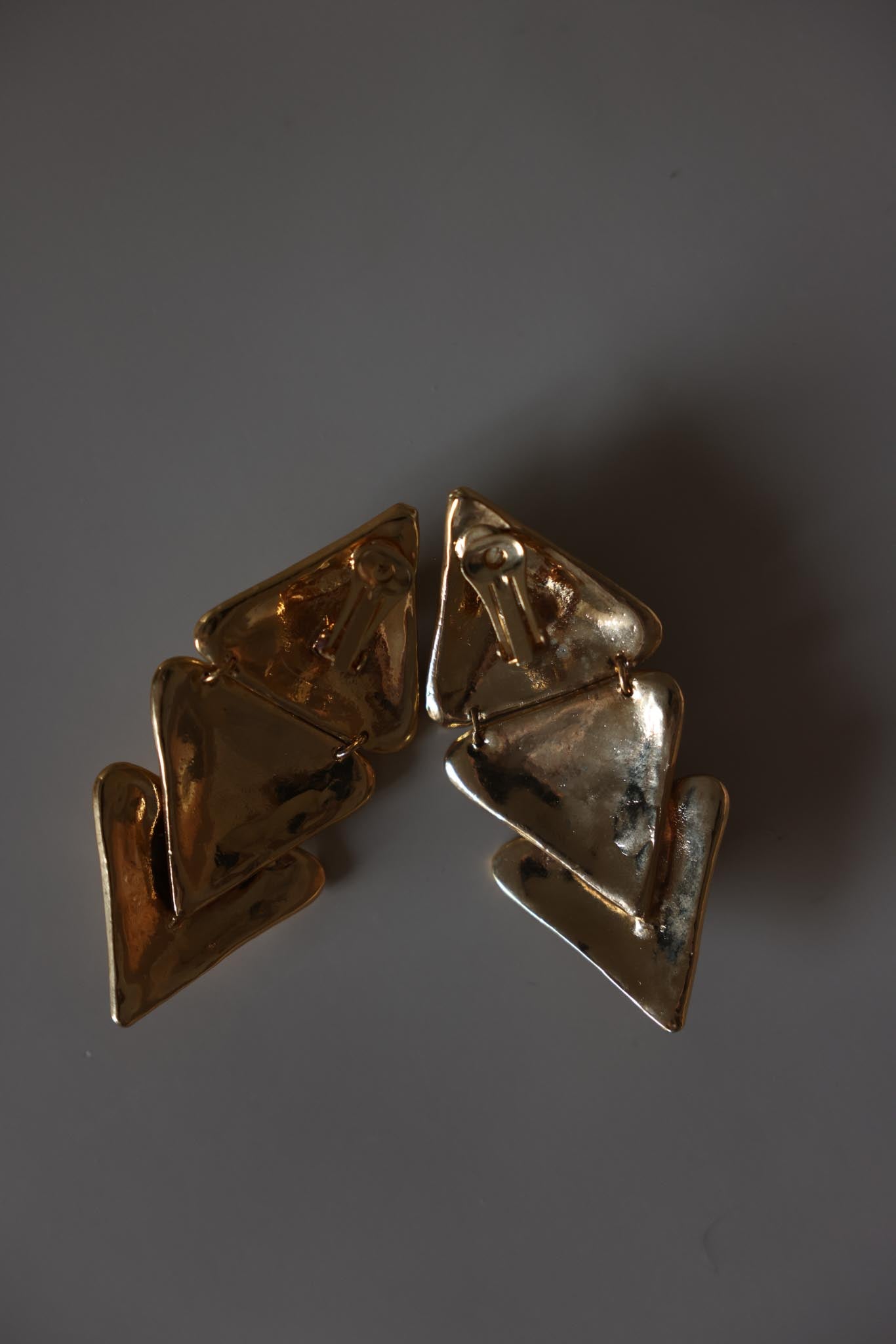 Matte Gold Geometric Drop Clip-On Earrings
