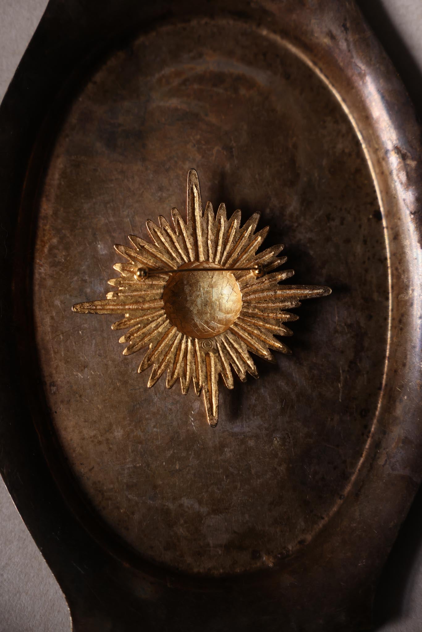 Matte Gold Sunburst Brooch