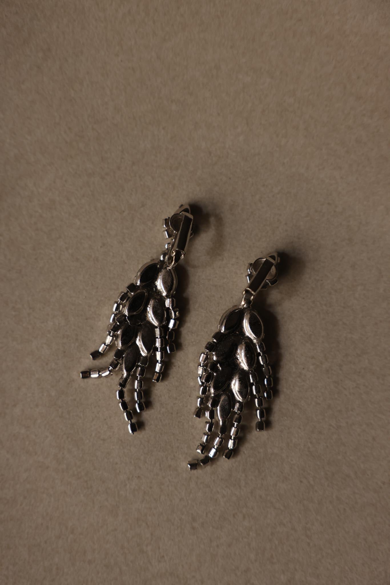 Crystal Cascade Clip-On Earrings|Vintage Baazaar