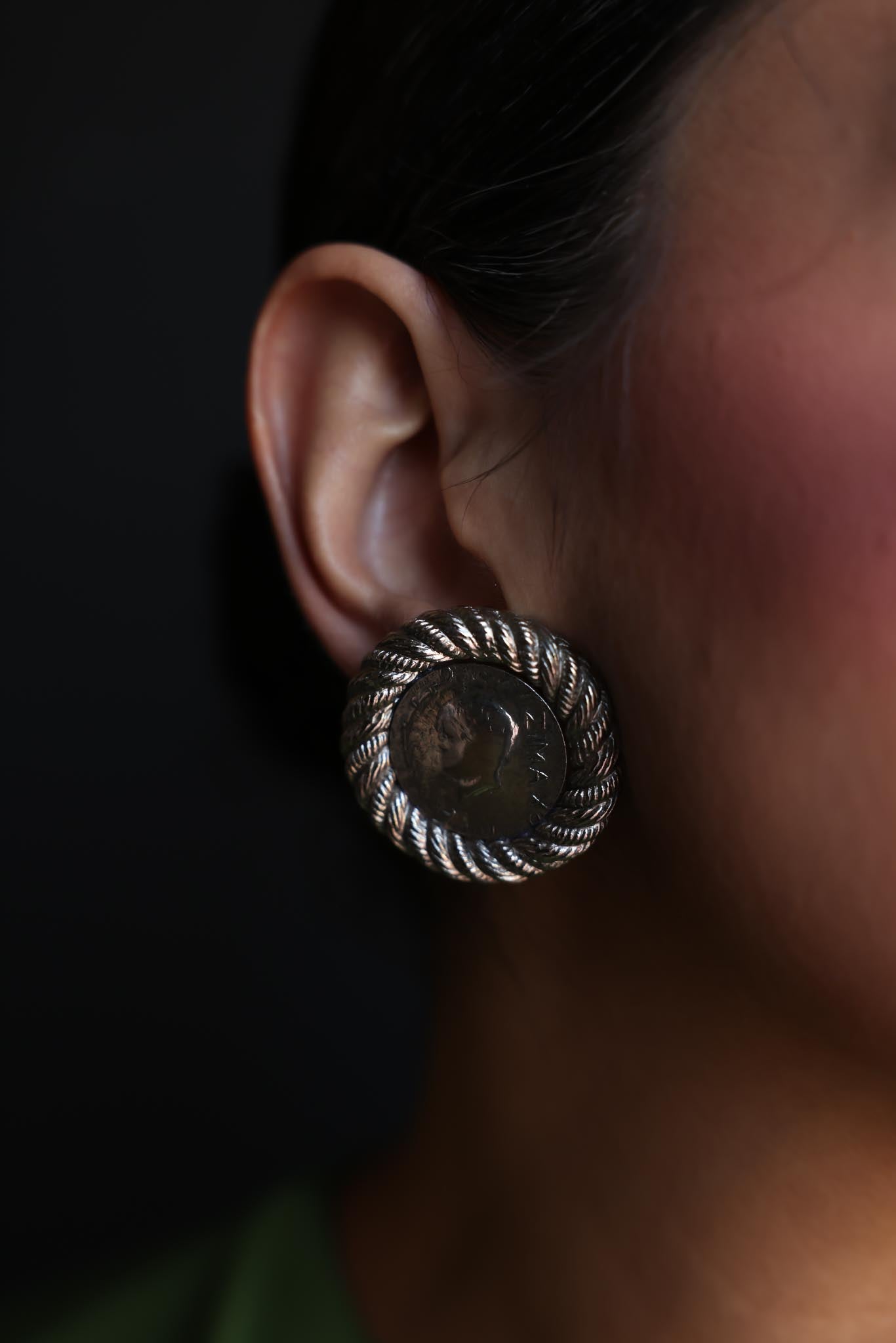 Silver-Tone Coin Clip-On Earrings