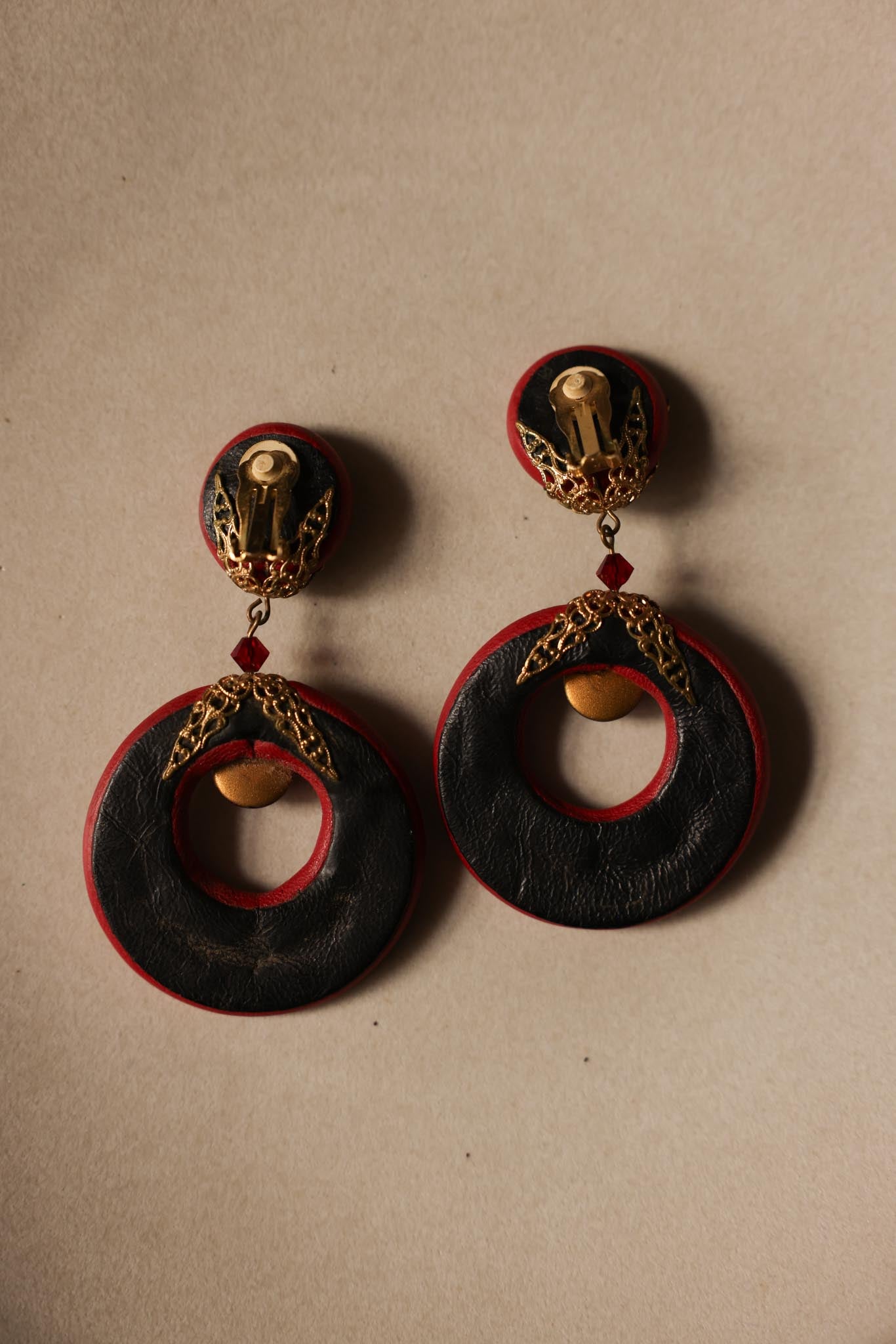 1980s Red and Gold Zebra Clip-On Earrings