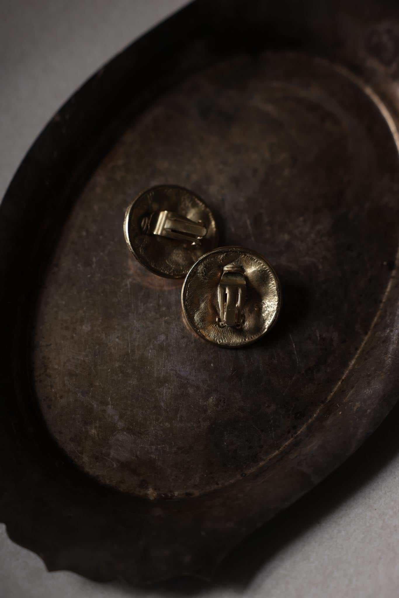 Matte Gold Blue Accent Clip-On Earrings