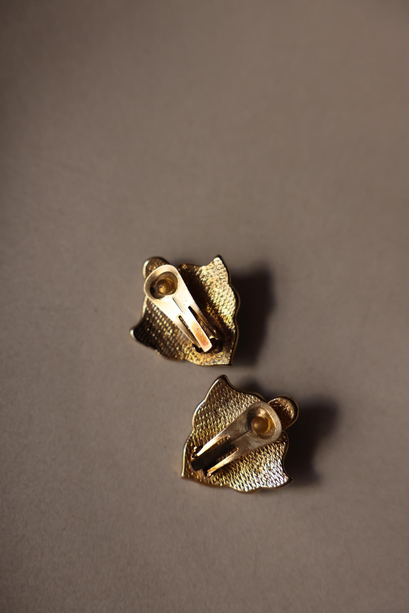 Gold-Tone Red & Blue Crest Clip-On Earrings