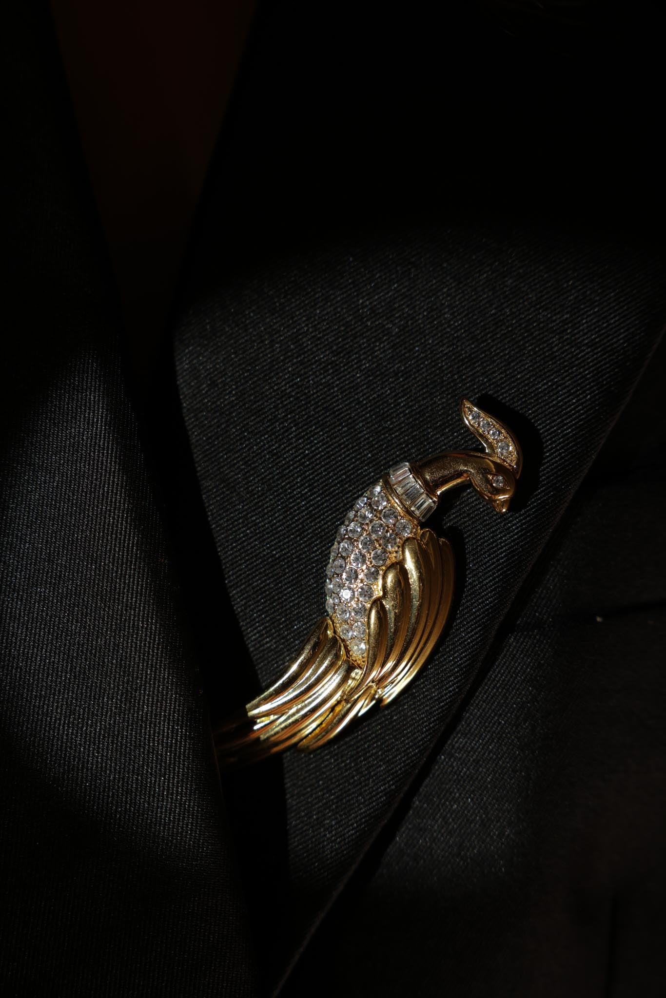 MONET Gold-Tone Rhinestone Peacock Brooch