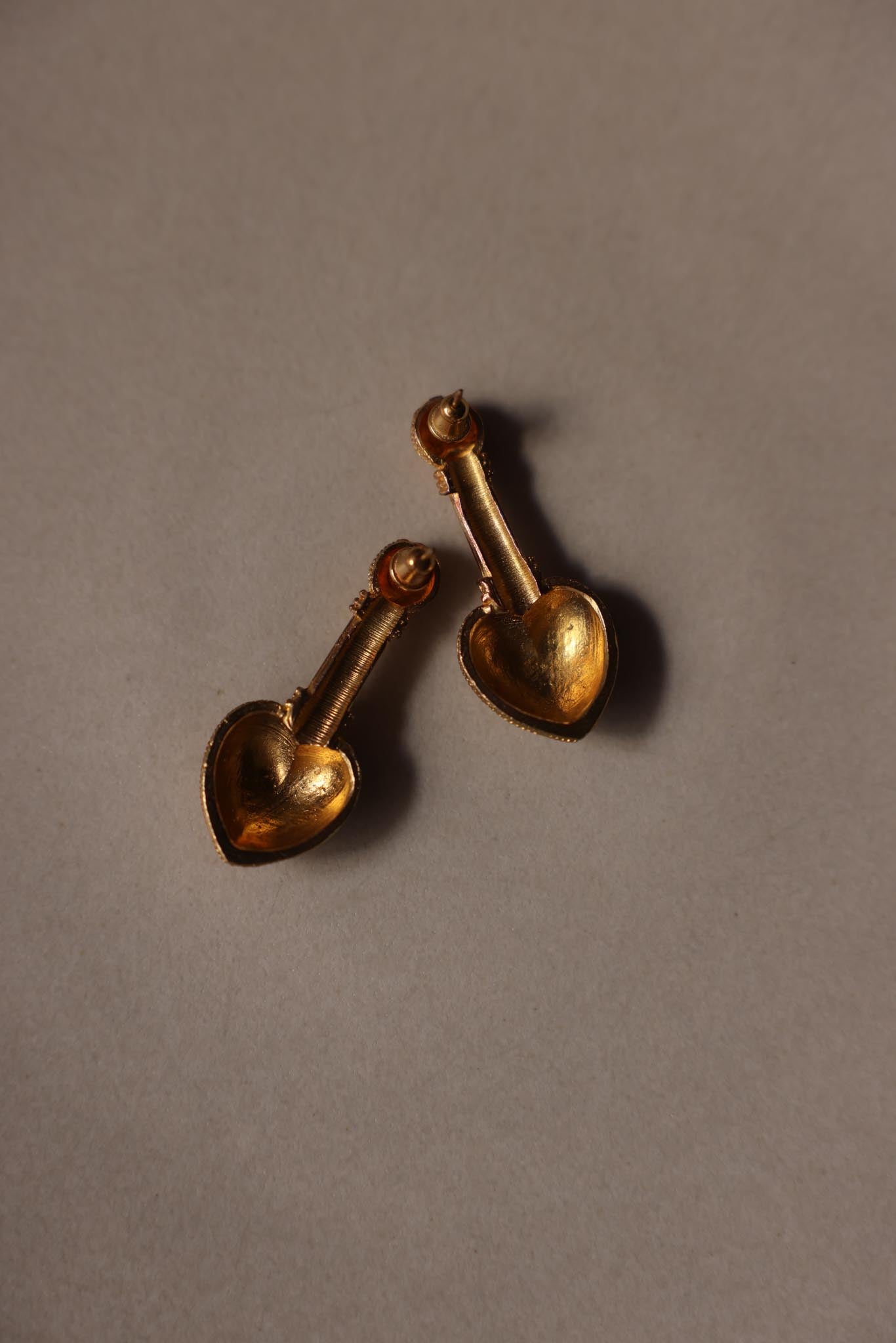 Gold-Tone Textured Heart Drop Pierced Earrings