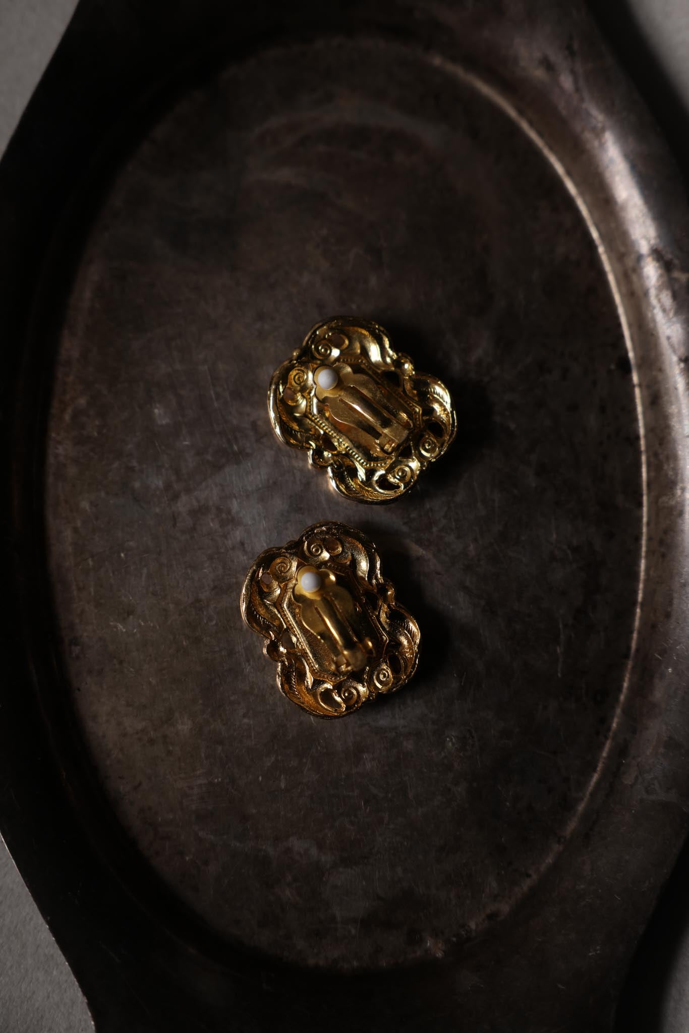 Gold-Tone Blue Accent Clip-On Earrings