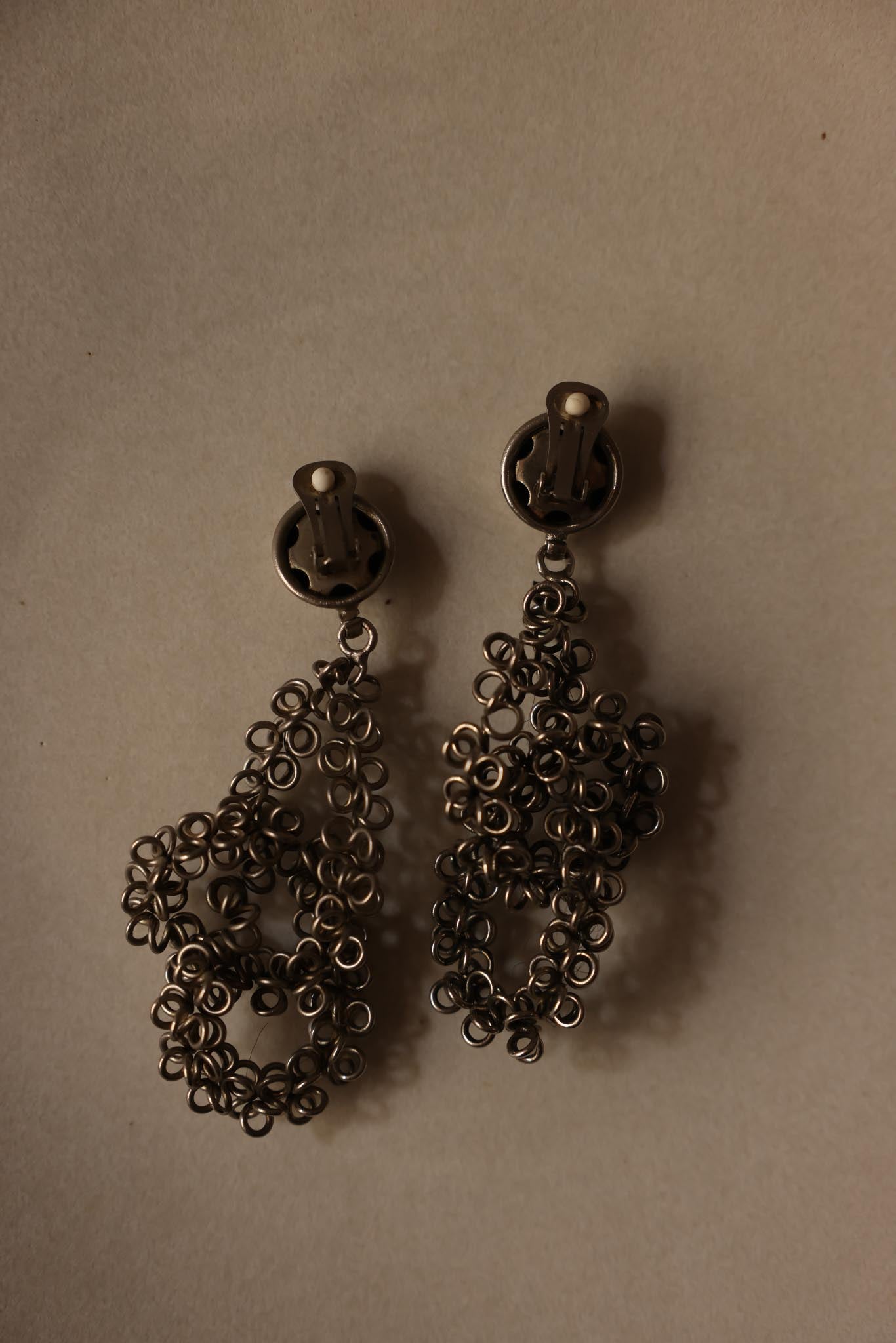 Silver-Tone Sculptural Chain Drop Earrings
